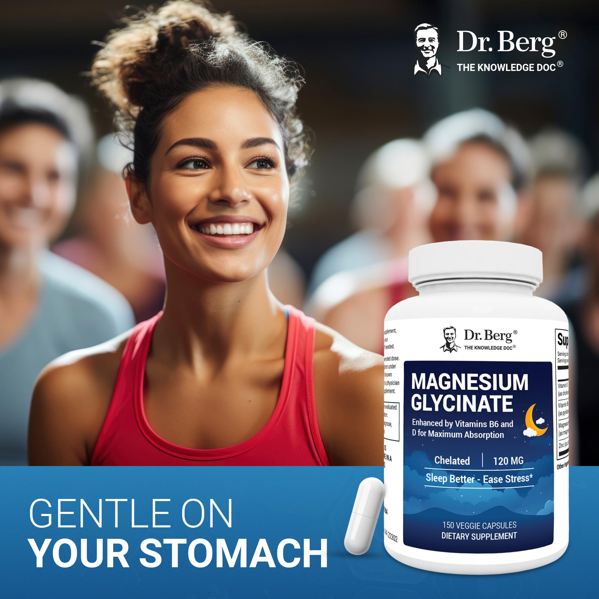 Dr. Berg Magnesium Glycinate 150ct – 4-in-1 Chelated for Muscle, Nerve, Sleep & Stress Support*– w/ D3, B6 & Zinc – 4X Lab-Tested – No Fillers – Formulated in USA, GMP-Certified Dr. Berg Nutritionals uk supplements