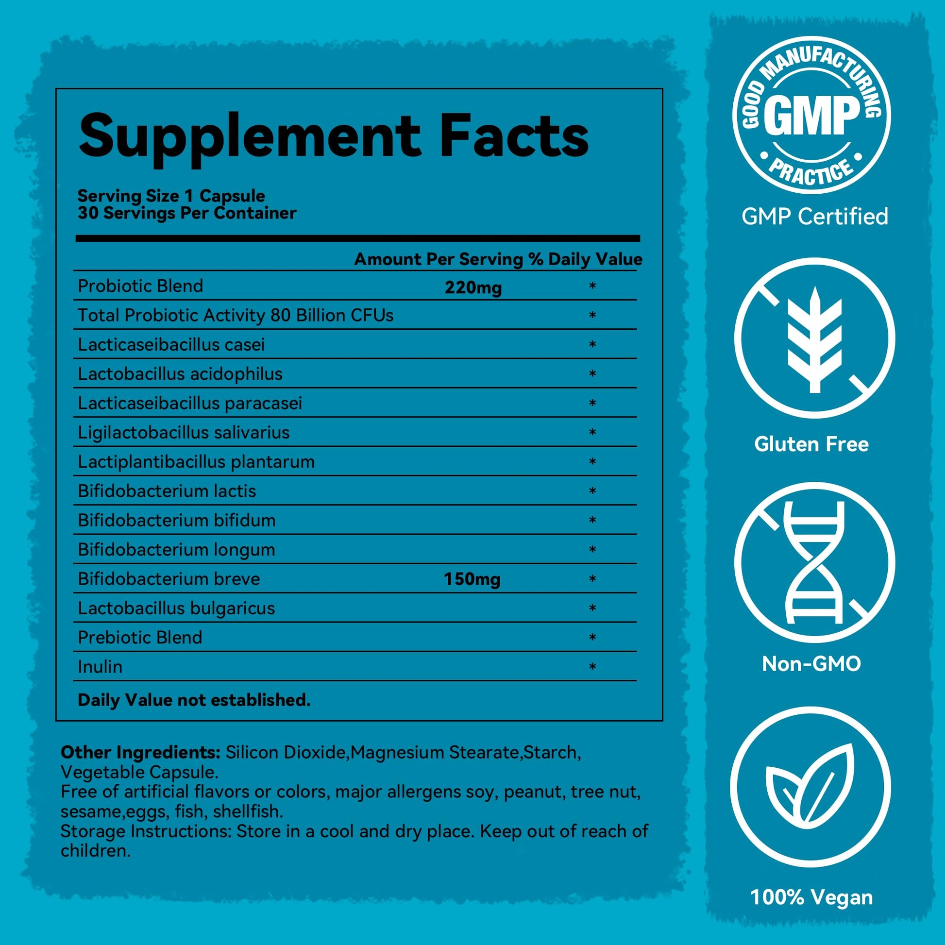 Teelne Probiotics 80 Billion CFU - 10 strains, Prebiotic+ Probiotics Support Digestive & Gut Health, Bloating & Constipation Relief, 30 Capsules (30-Day Supply) Teelne uk supplements