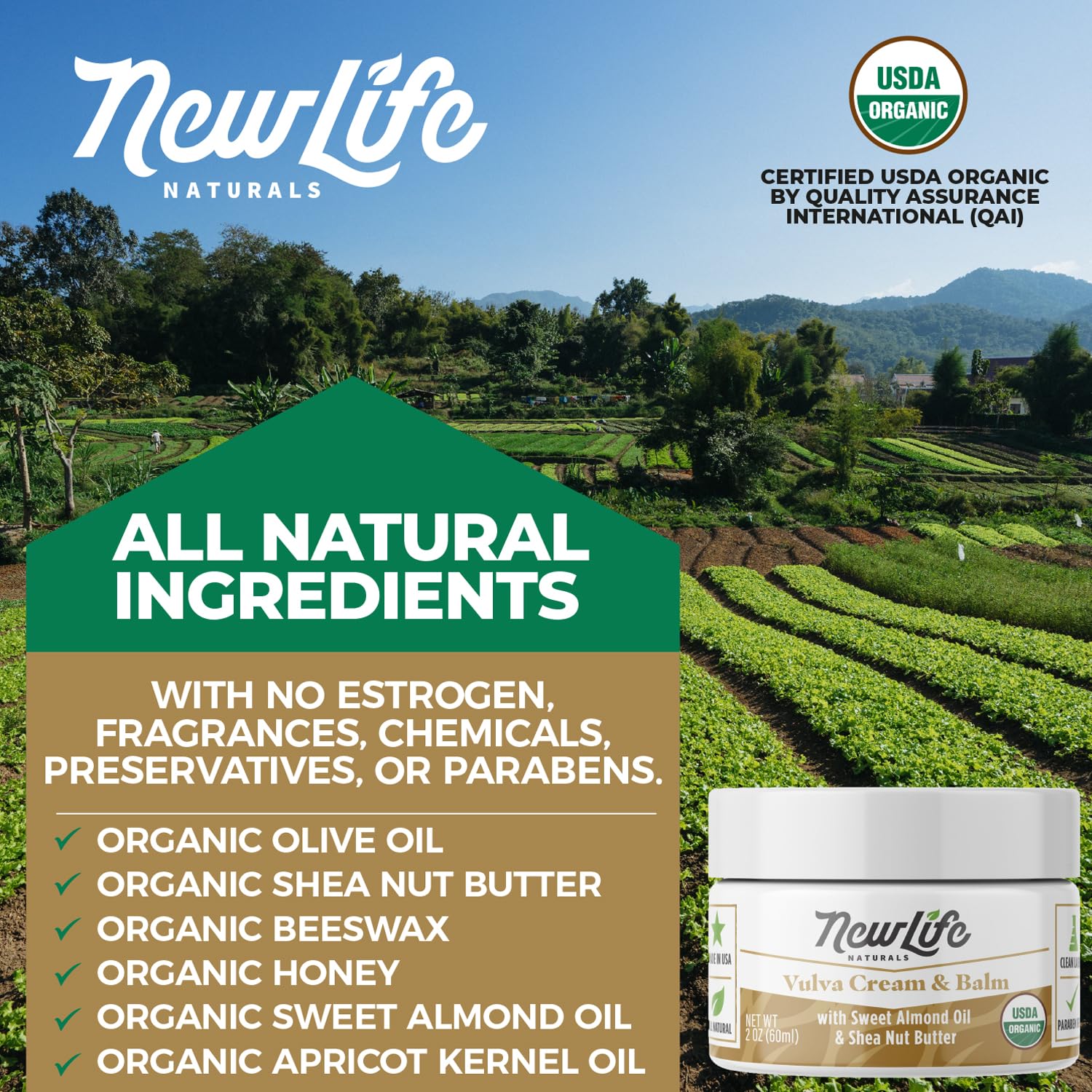 NewLife Naturals Certified Organic Vulva Cream - Menopause Support, Itching Relief, Vaginal Moisturizer NewLife Naturals uk supplements