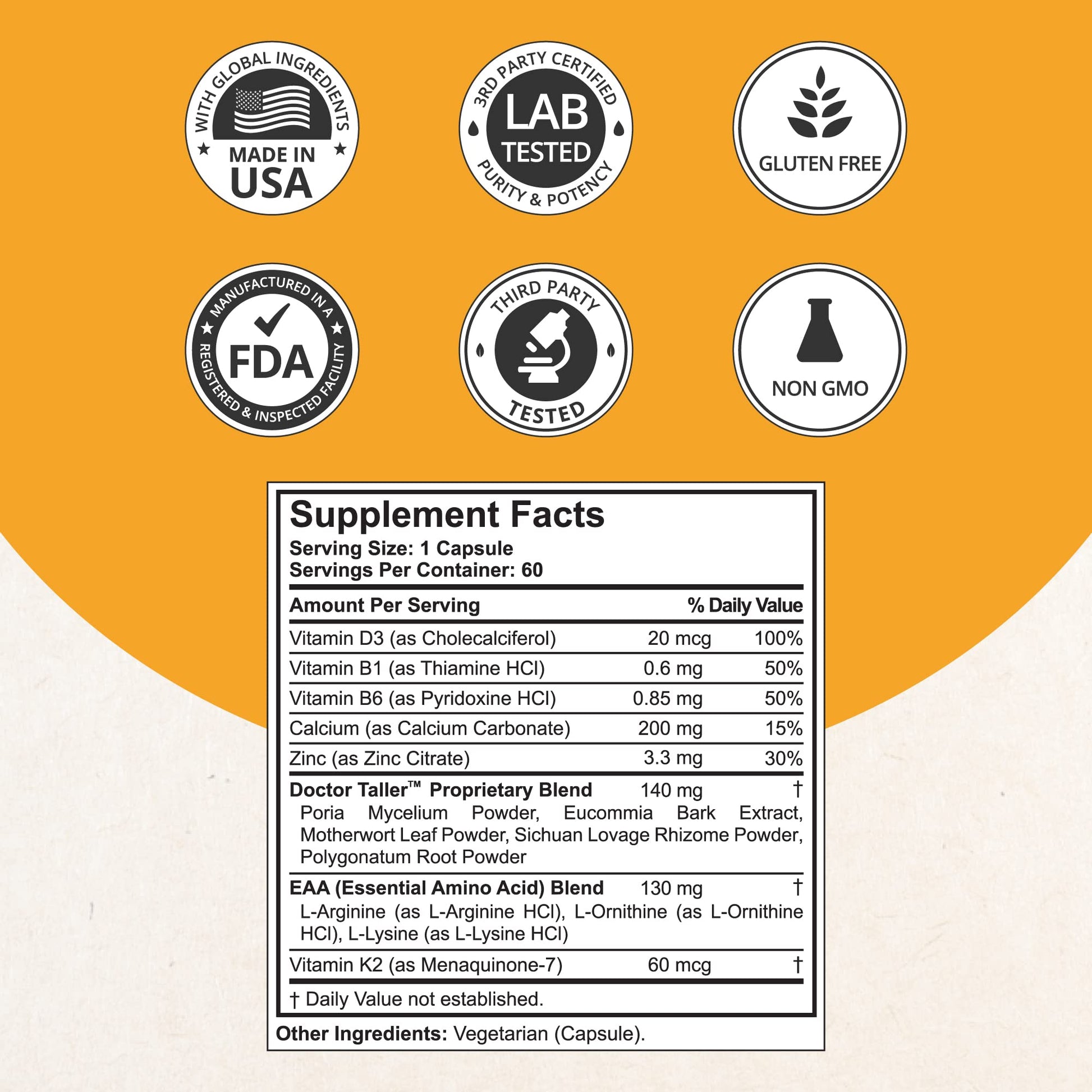 NuBest Doctor Taller - Bone Strength Supports, Enhance Immune System - Keto with Calcium, Vitamin D3, Vitamin K2, Amino Acids & Herbs for Children (8+) - 60 Vegan Capsules | 1 Month Supply NuBest uk supplements
