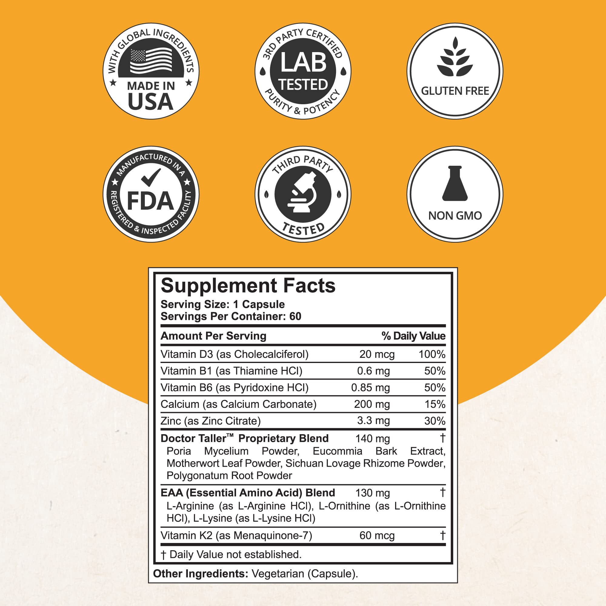 NuBest Doctor Taller - Bone Strength Supports, Enhance Immune System - Keto with Calcium, Vitamin D3, Vitamin K2, Amino Acids & Herbs for Children (8+) - 60 Vegan Capsules | 1 Month Supply NuBest uk supplements