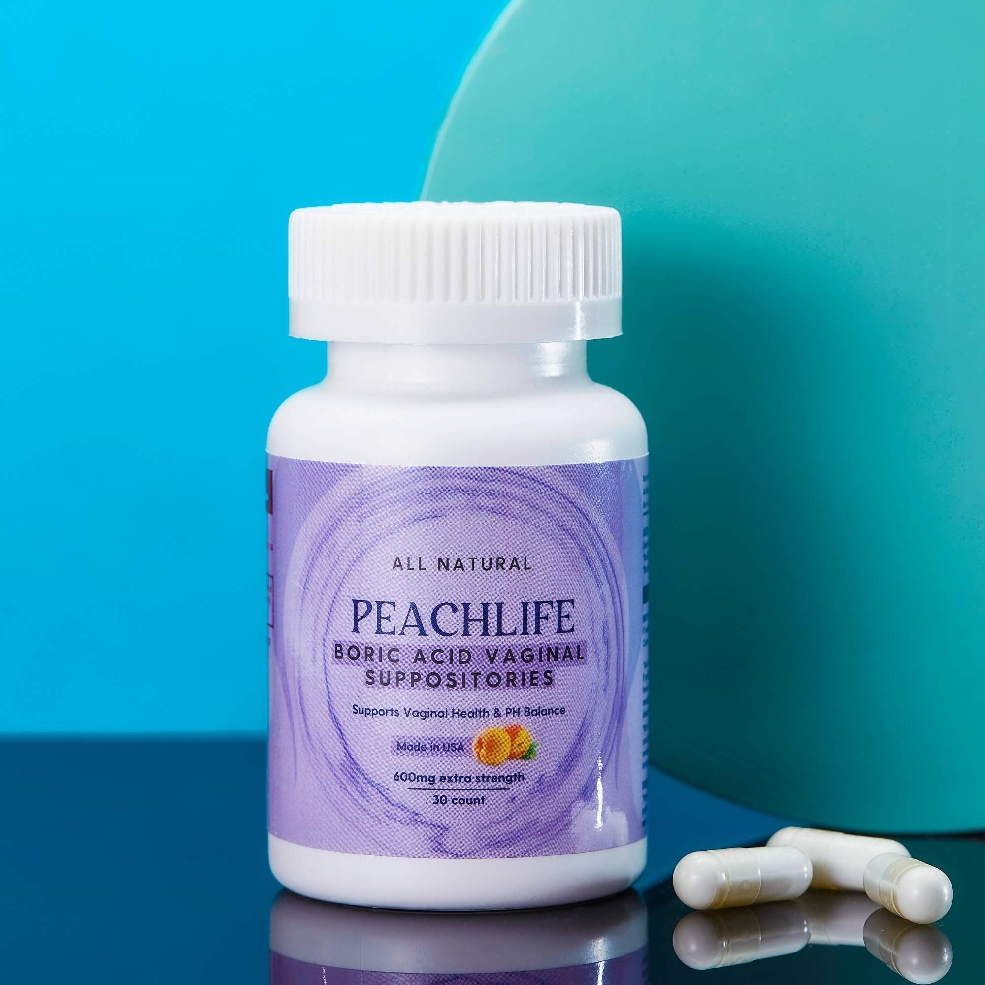 Peachlife Boric Acid Suppositories in Vegetable Capsules - USA Made - Vaginal pH Peachlife uk supplements