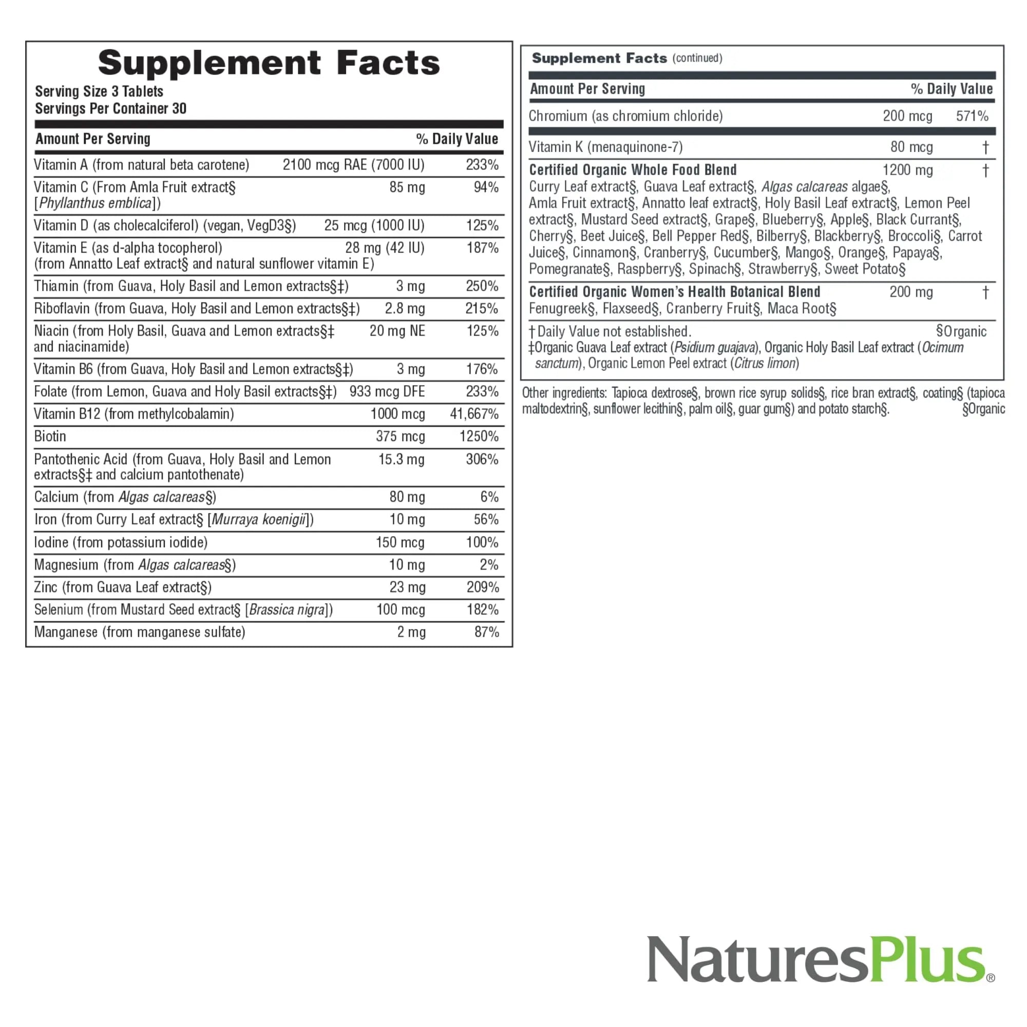 NaturesPlus Source of Life Garden Women’s Multivitamin - 90 Tablets - Supports Energy & Healthy Immune System Nature's Plus uk supplements