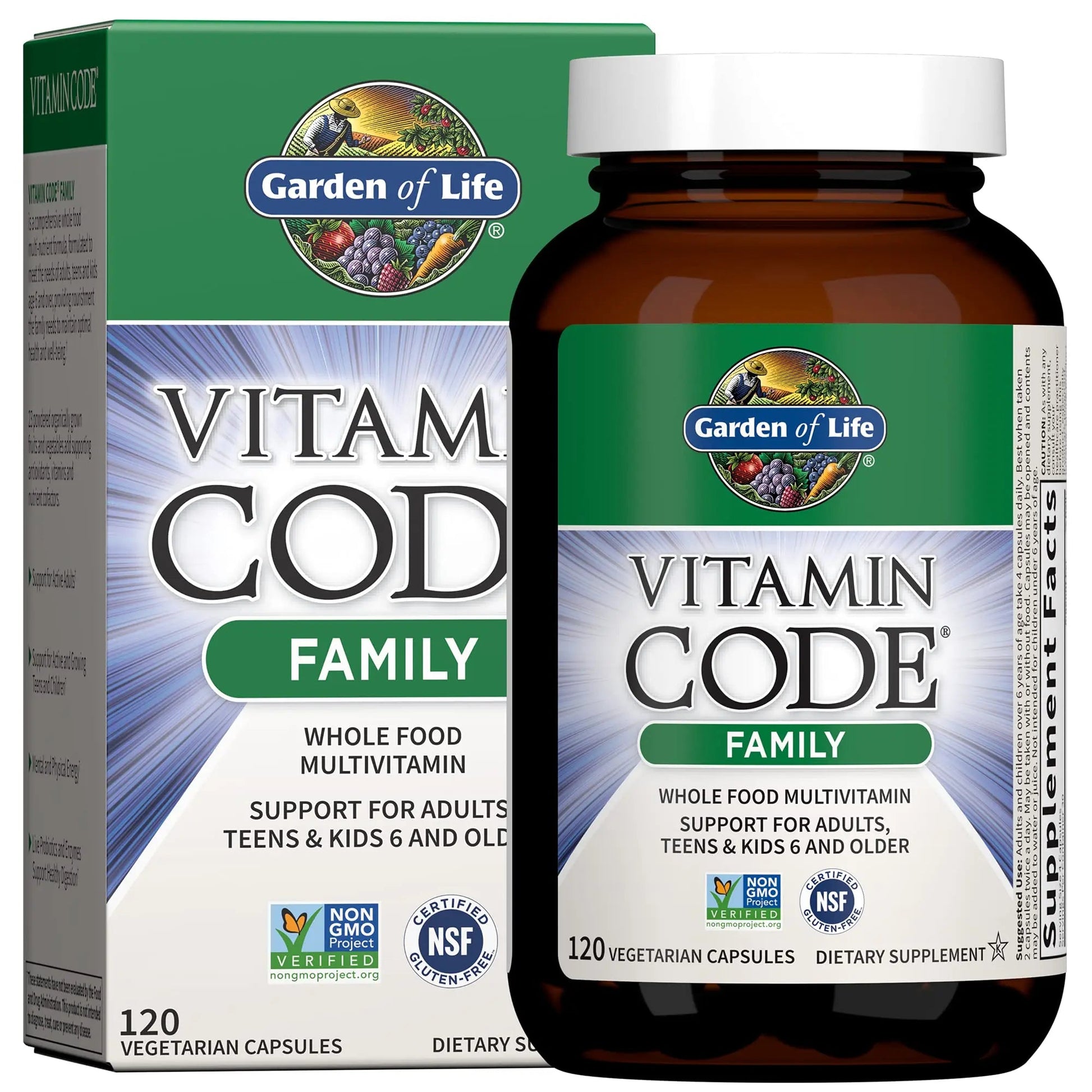 Garden of Life Multivitamin for Women, Men & Kids Age 6 and up, Vitamin Code Family Multi - 120 Vegetarian Capsules, Whole Food Vitamins Garden of Life uk supplements