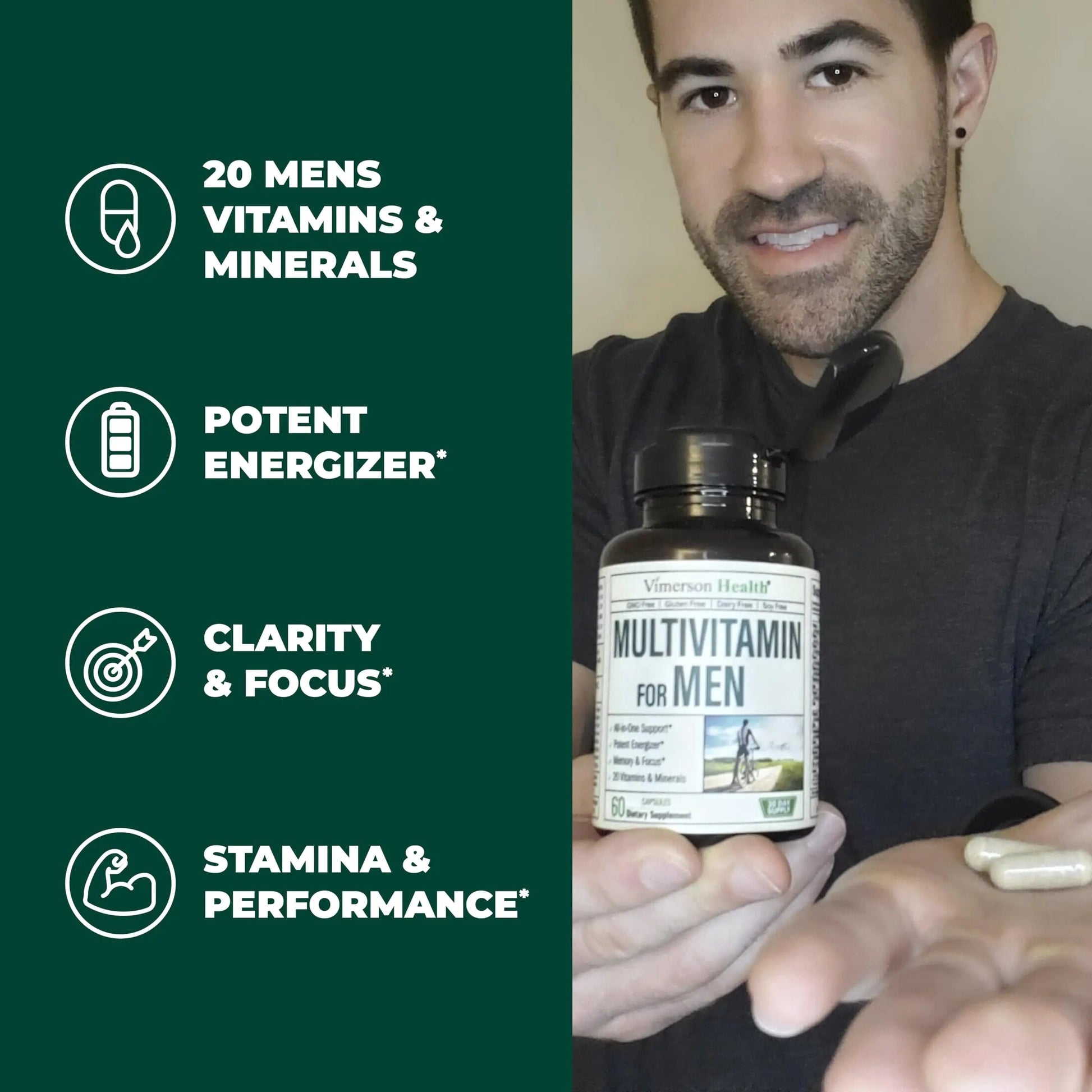 Vimerson Health Multivitamin for Men & Tongkat Ali for Men with Horny Goat Weed, Maca Root Powder, Tribulus Terrestris, Saw Palmetto Extract Vimerson Health uk supplements