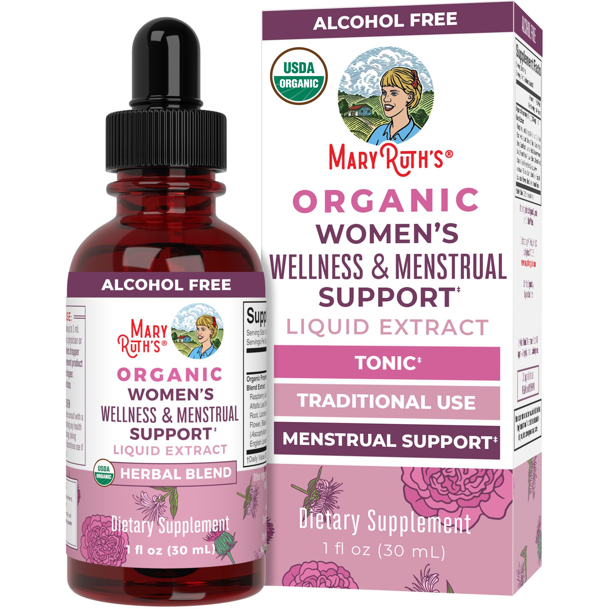 MaryRuth Organics USDA Organic Women's Wellness Liquid Herbal Supplements | Includes Stinging Nettle, Raspberry Leaf, Eleuthero Root, Chaste Tree Berry | Menstrual Support | Non-GMO, Vegan MARYRUTH'S uk supplements