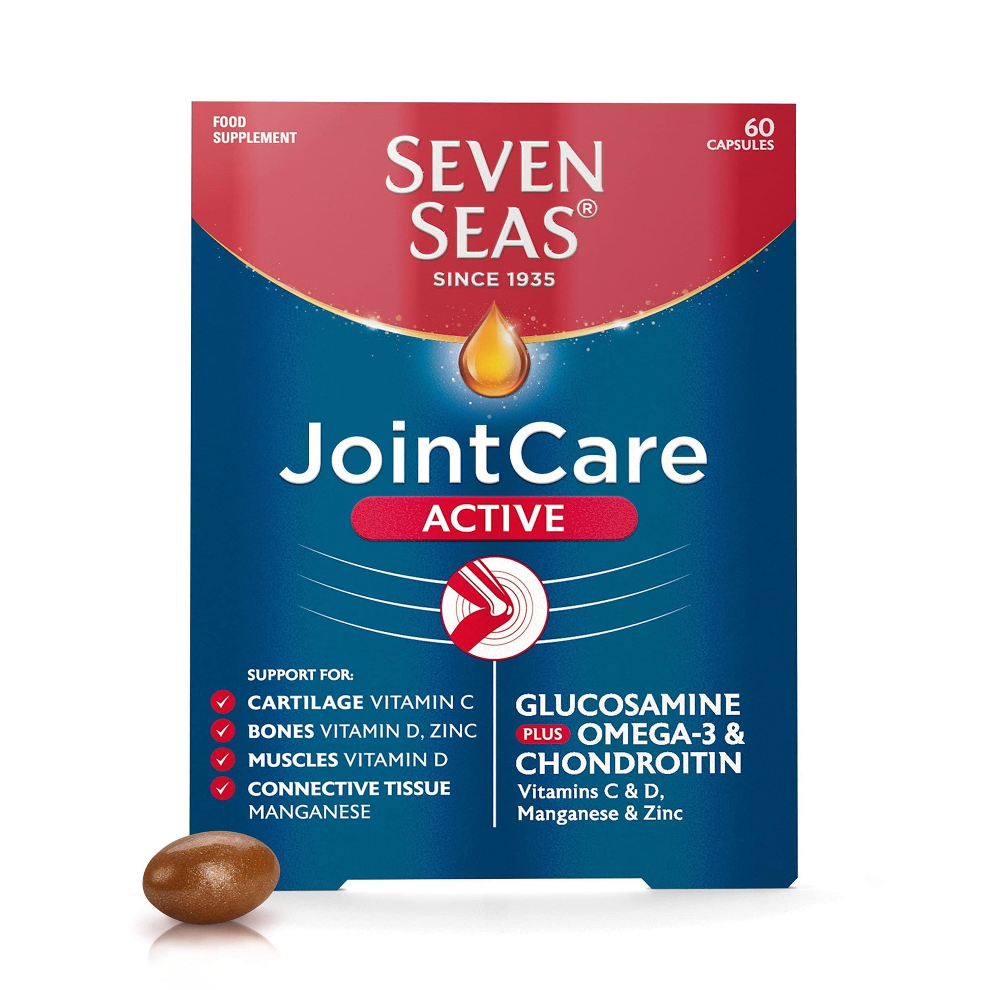 Seven Seas JointCare Active, With Glucosamine, Omega-3, Chondroitin, Vitamins C and D Seven Seas uk supplements