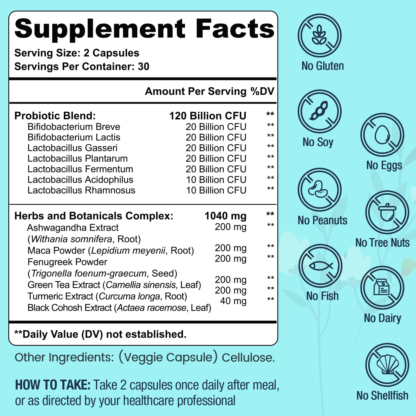 Menopause Supplements for Women, 120 Billion CFU Probiotic, 13-in-1 Herbs Probiotics Complex, for Menopause Relief, Hormone Balance, Hot Flashes, Night Sweats, Mood Swings, Gut & Immunity - 60 Capsule Dmeisy uk supplements