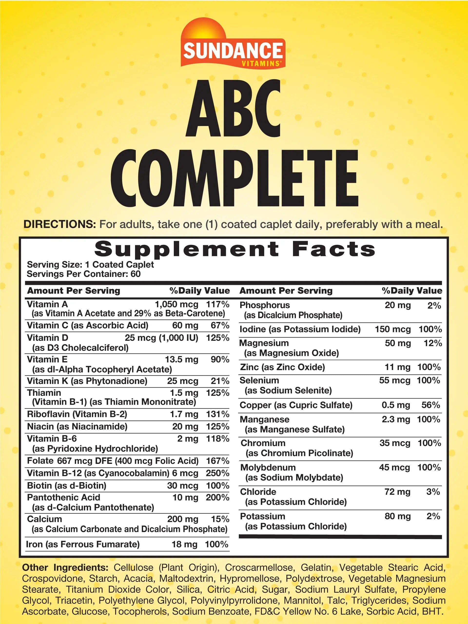 Sundance Multivitamin for Women & Men | with Iron | Mineral Formula ABC Complete | Non-GMO and Gluten Free Supplement Sundance uk supplements