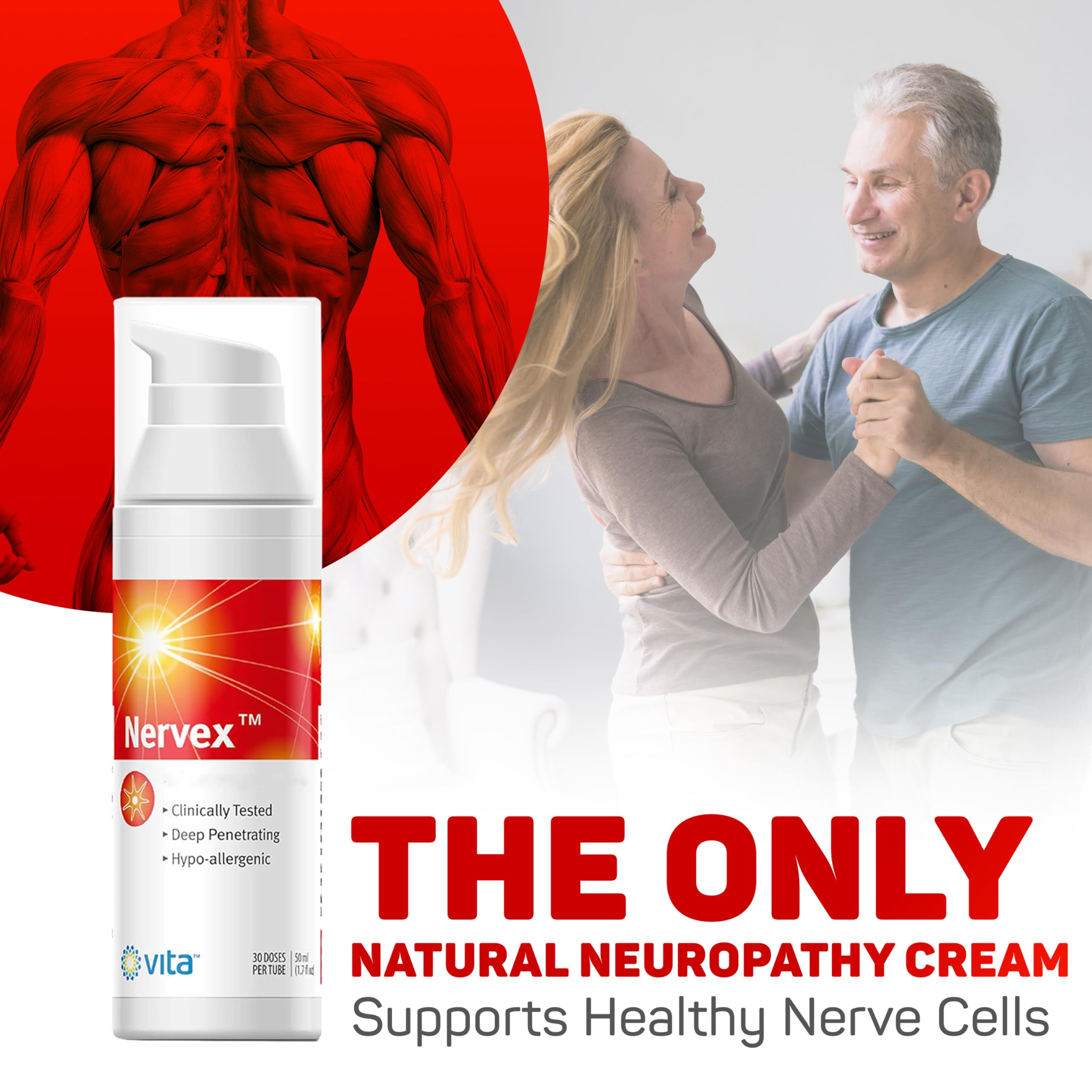Vita Sciences Nervex Powerful Neuropathy Cream: Advanced Natural Relief for Peripheral Neuropathy, Fibromyalgia, and Fast Comfort Treatment for Feet, Hands, Legs, and Toes Vita Sciences uk supplements