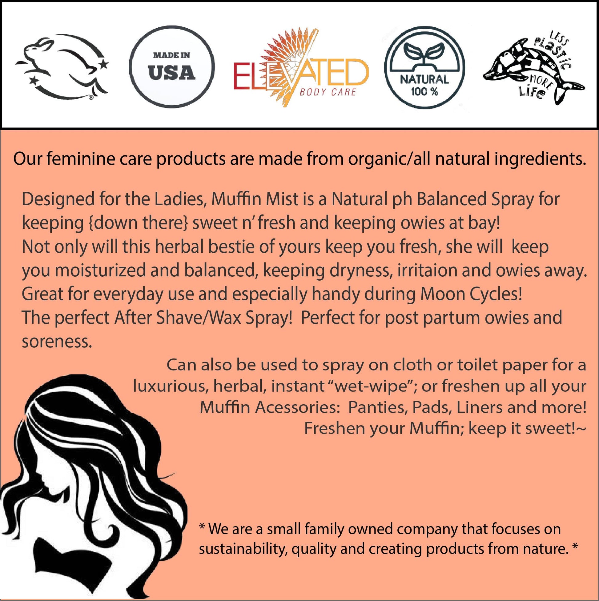 ELEVATED Muffin Mist – Organic Natural Feminine Spray| 5 Scents | Yoni Oil | Vegan | Herbal Infused Oil Taylors uk supplements