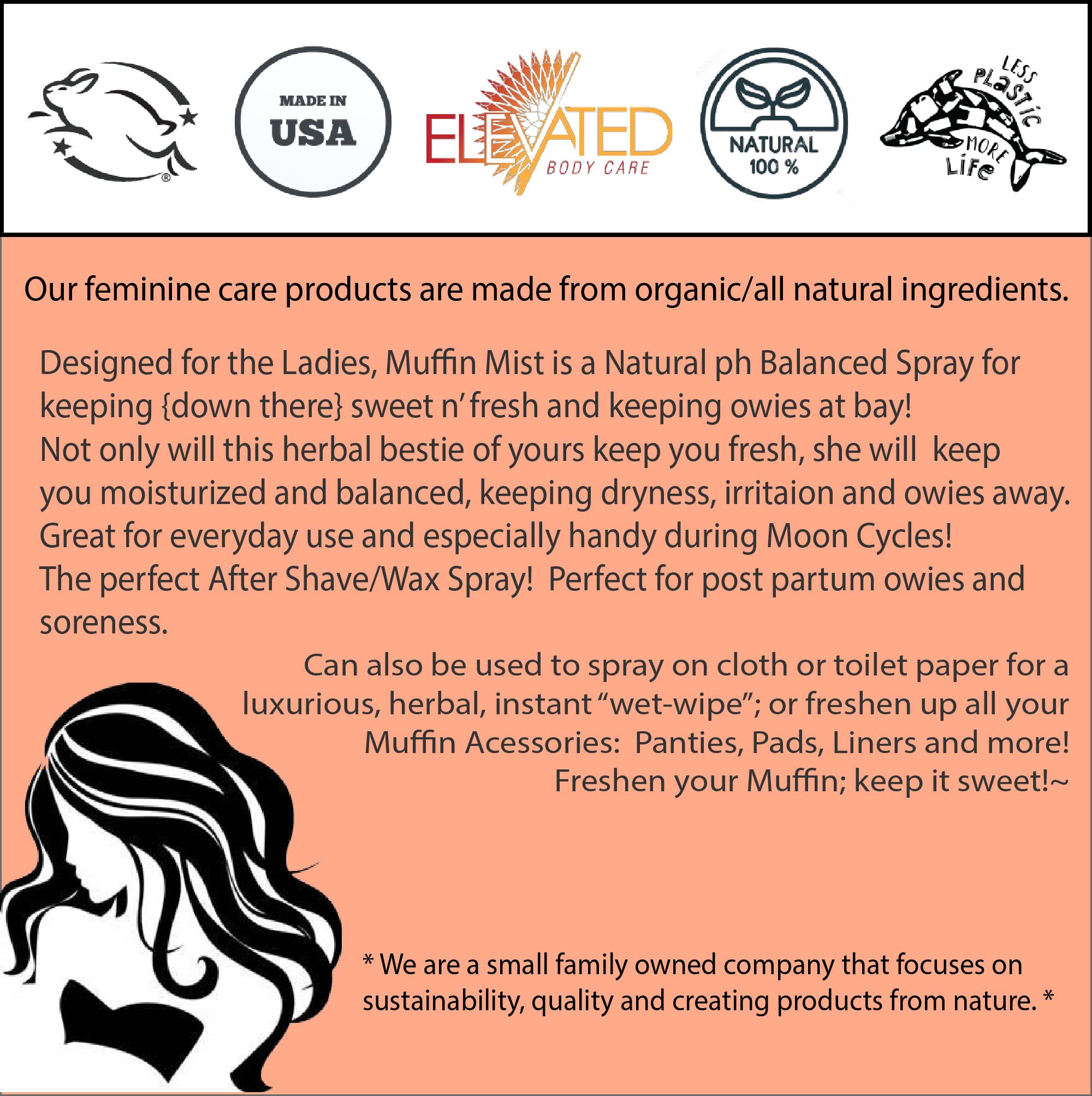 ELEVATED Muffin Mist – Organic Natural Feminine Spray| 5 Scents | Yoni Oil | Vegan | Herbal Infused Oil Taylors uk supplements