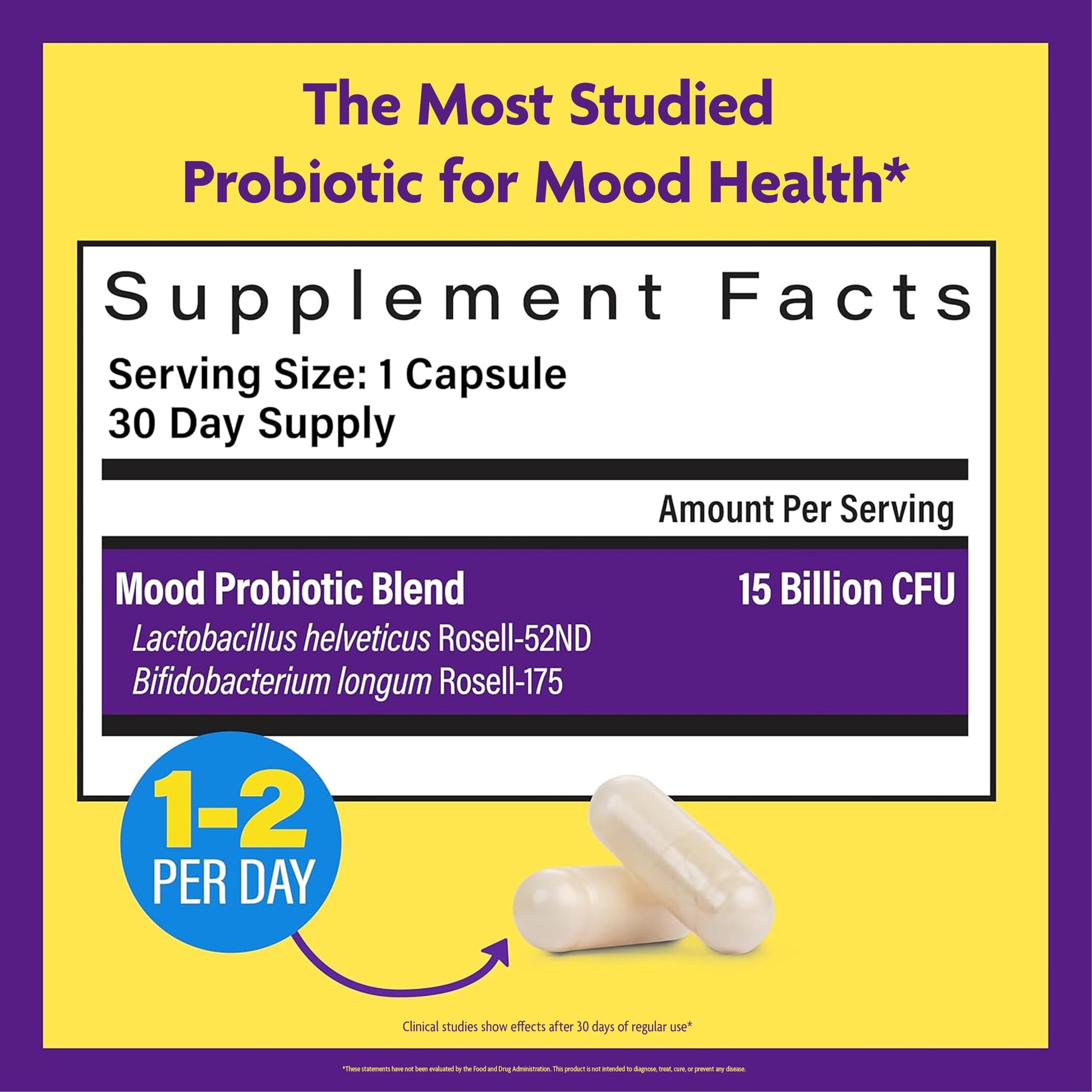 InnovixLabs Mood Probiotic for Women & Men, Clinically Studied Digestive & Mood Support Supplement, Lactobacillus helveticus Rosell-52ND & Bifidobacterium longum Rosell-175, 60 Capsules InnovixLabs uk supplements
