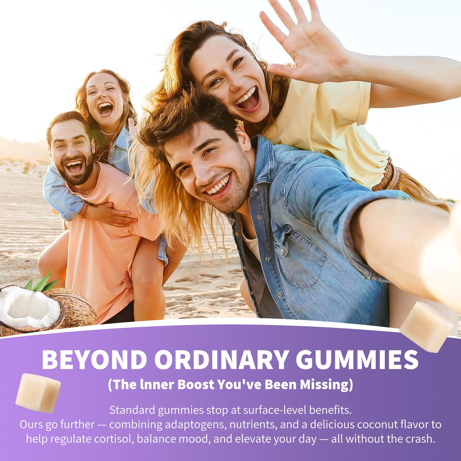 Cortisol Gummies for Women - Cortisol Supplements with Magnesium Glycinate, Ashwagandha, L-Theanine, Vitamin B Complex for Relaxation, Sleep, Calm Mood & Focus - Vegan, Sugar Free Coconut Flavor GZ HAOYUAN uk supplements