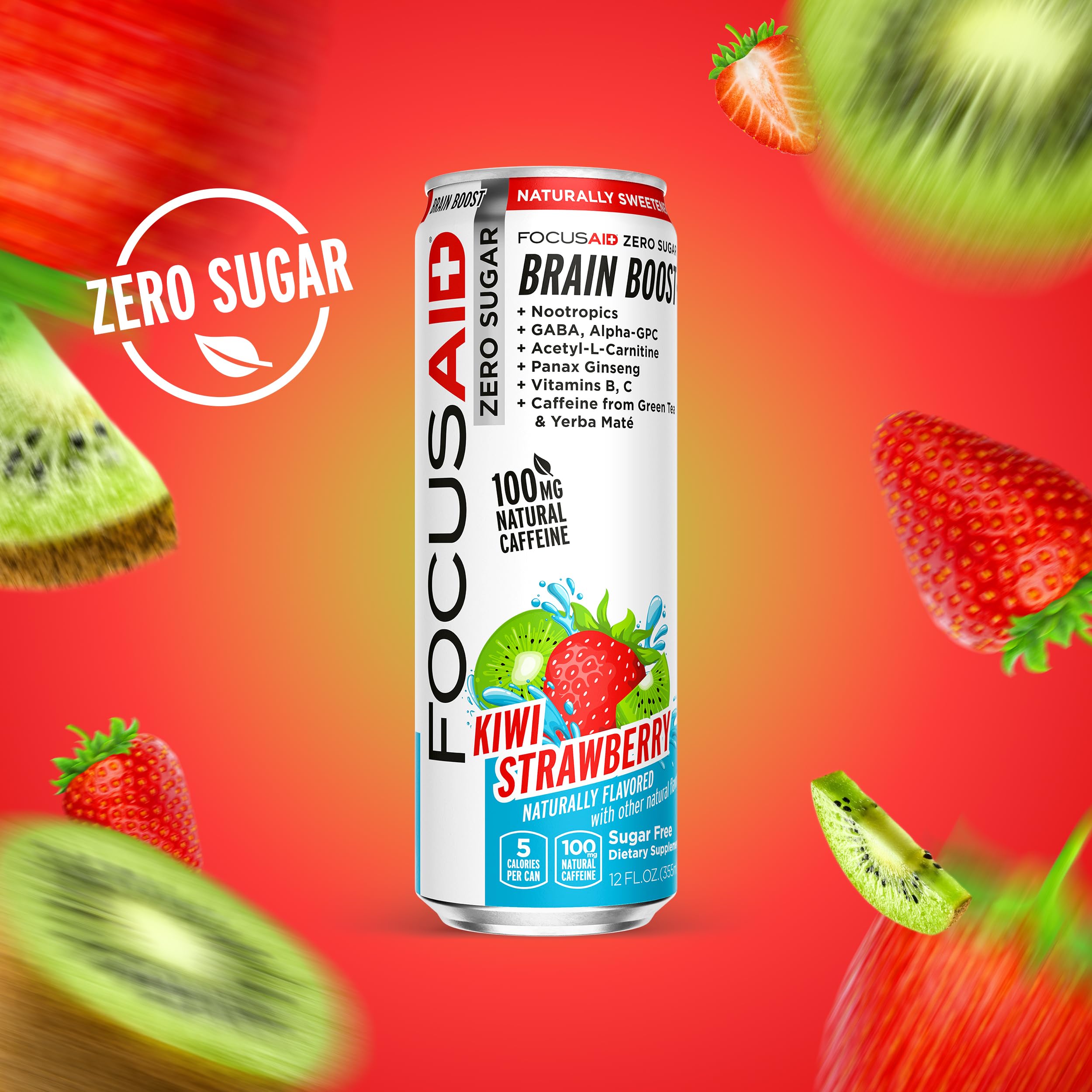 FOCUSAID ZERO SUGAR Nootropics Blend, Alpha-GPC, GABA, 100mg Natural Caffeine from Green Tea, Yerba Mate, Vitamin B-Complex, Keto-Friendly, No Artificial Sweeteners, 12 Fl Oz (Pack of 24) LIFEAID uk supplements