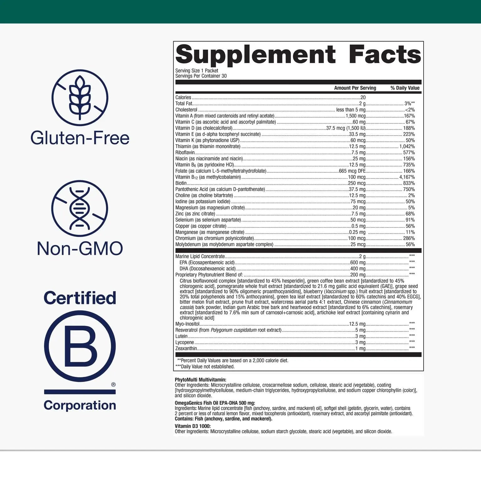Metagenics Wellness Essentials Daily Packs - Multivitamin & Omega-3 Packets with Vitamins A, C, D, E & B - Supports Heart, Brain, Immune & Bone Health Metagenics uk supplements