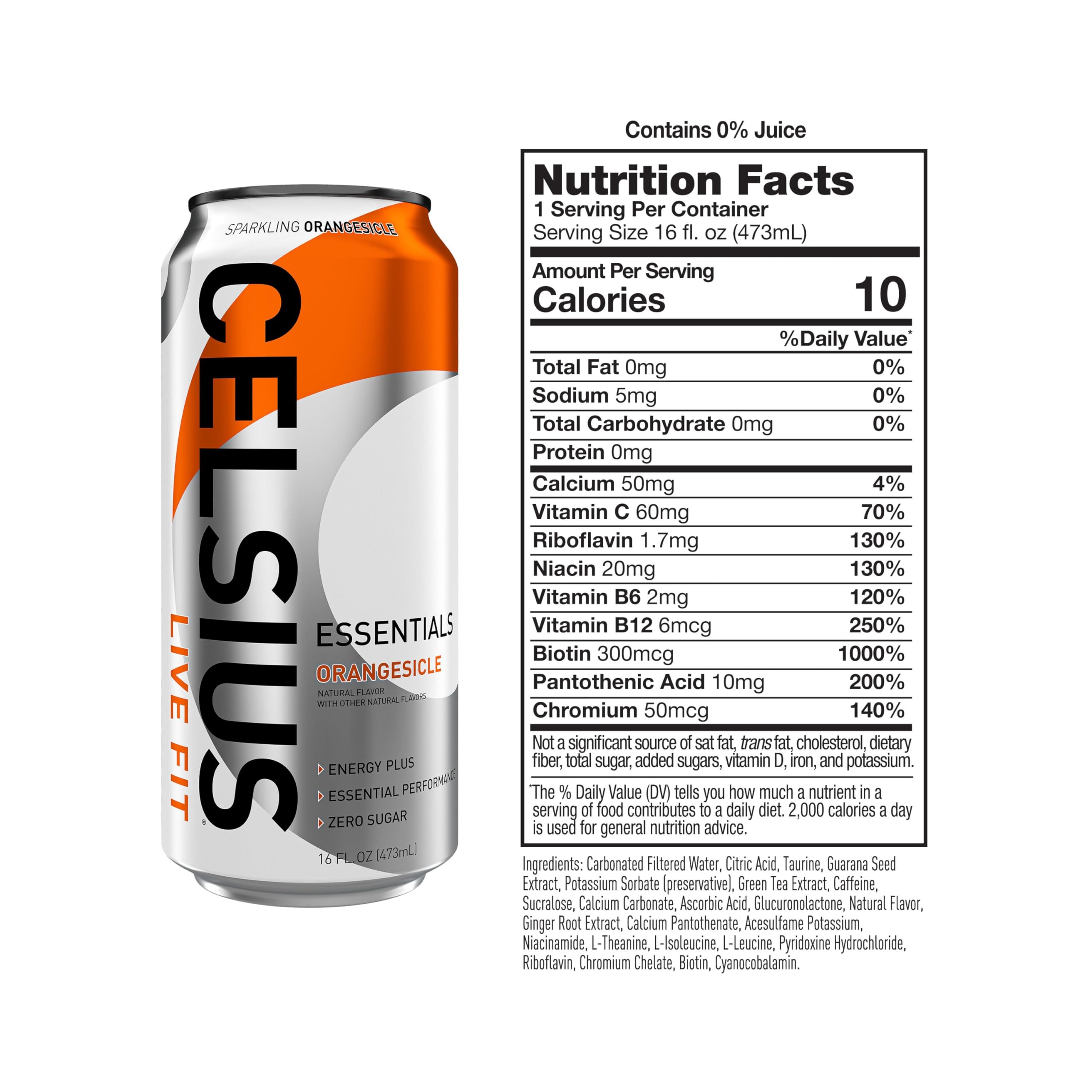 CELSIUS ESSENTIALS, Sparkling Orangesicle, Performance Energy Drink 16 Fl Oz (Pack of 12) CELSIUS uk supplements