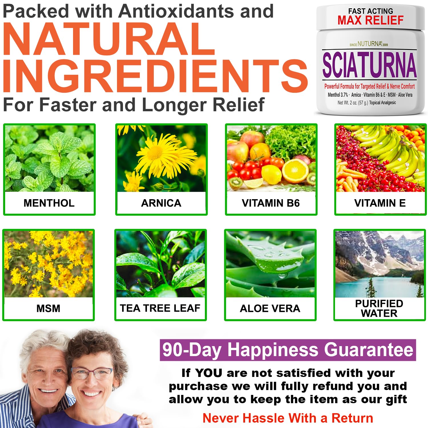 Sciatica Nerve Cream - Maximum Strength Comfort Cream for Feet, Hands, Legs, Toes, Back - Natural Ultra Strength Arnica, MSM, Menthol, Soothing Comfort, 2 Oz Nuturna uk supplements
