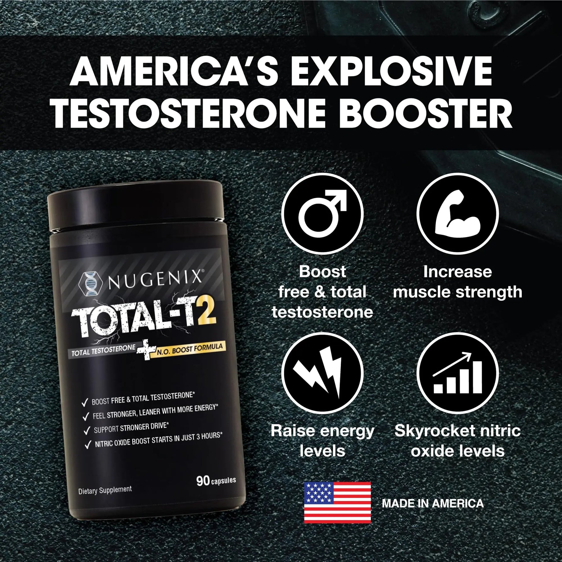 Nugenix Total-T2 - Nitric Oxide Booster for Men, Tesnor, S7, ElevATP, Tongkat, Citrulline, Nitric Oxide and Testosterone Supplement for Men (90 Count) Nugenix uk supplements