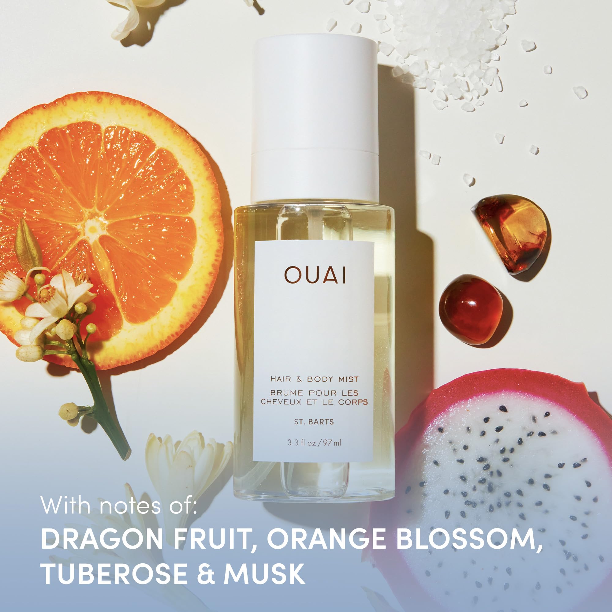 OUAI St. Barts Travel Bundle - Includes Travel Size Scalp & Body Scrub, Foaming Shower Gel, Hydrating Cream, and Hair & Body Mist (4 Count, 3.4 Oz/3.4 Oz/3 Oz/3.3 Oz) OUAI uk supplements