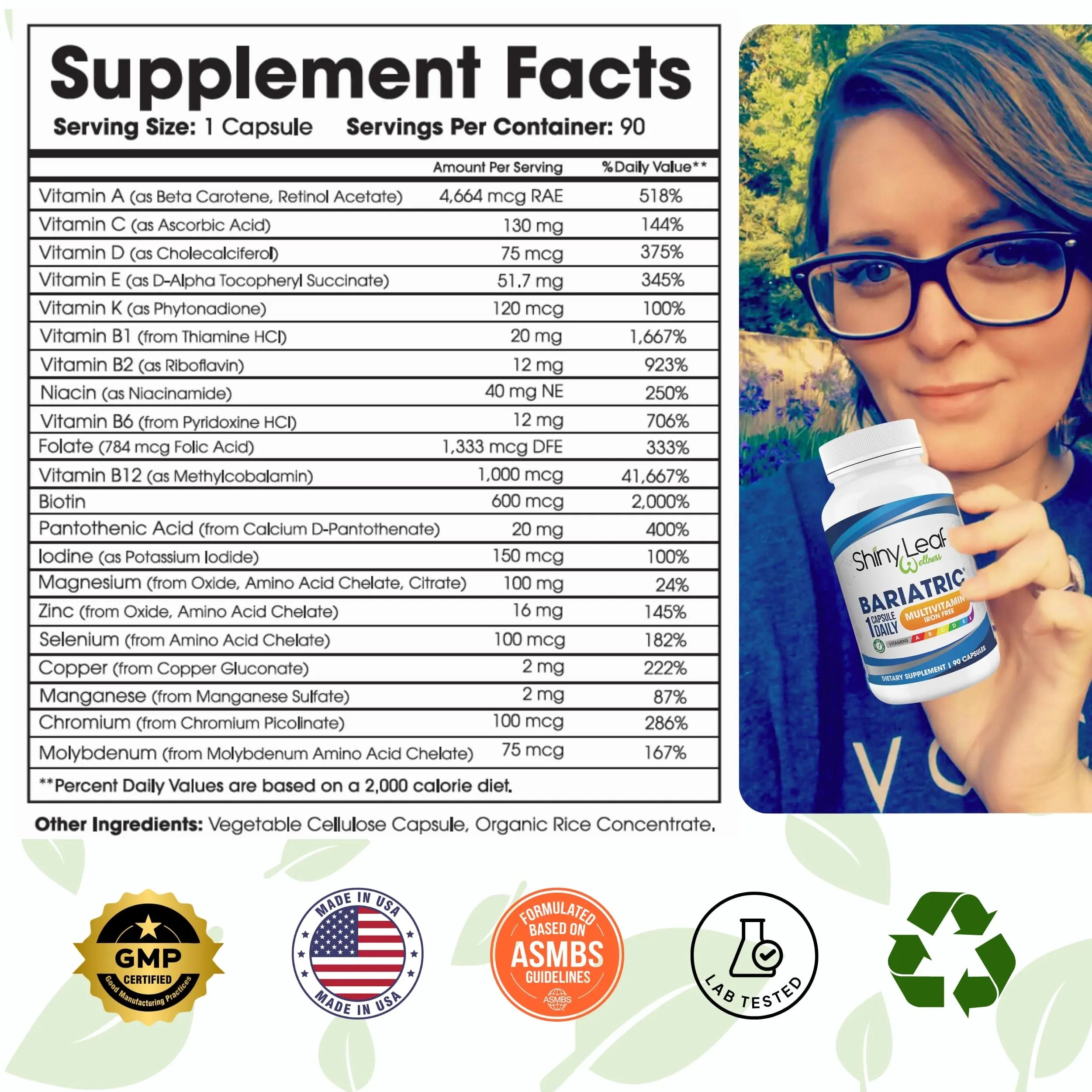Bariatric Multivitamin Iron-Free One Capsule Per Day and CoQ10 100mg Supplement for Brain Health and Energy Management for Women and Men Shiny Leaf uk supplements