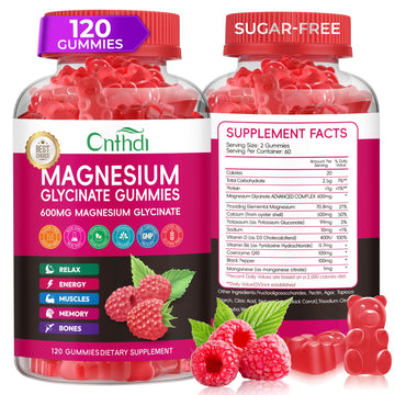 Magnesium Glycinate Gummies 600mg, High Absorption Magnesium Gummies, Black Currant Oil, Calcium, Vitamin B6, Sugar Free Chews for Adults & Kids Relaxation, Stress Relief, Night Rest CNFHDI uk supplements