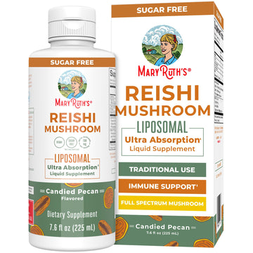 MaryRuth Organics Reishi Vegan Mushroom Supplement | Ultra Absorption Liposomal | Immune Support with 200mg Beta-Glucans, Vegan |Full Spectrum Reishi Mushrooms Fruiting Body | 7.6 oz, MARYRUTH'S uk supplements