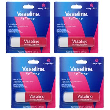 Vaseline Lip Therapy Care Rosy, Fast-Acting Nourishment, Ideal for Chapped, Dry, Cracked, or Damaged Lips, Lip Balm, 4-Pack, 0.16 Oz Each Vaseline uk supplements