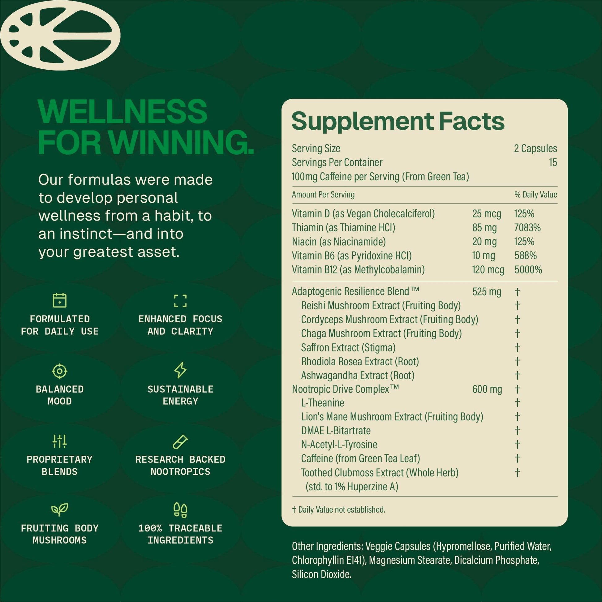 HEAD-START Sunrise Capsules | Nootropic Brain Supplement with Lion’s Mane, L-Theanine & Saffron | Adaptogen Blend for Focus, Energy, Clarity & Daily Performance HEAD-START uk supplements