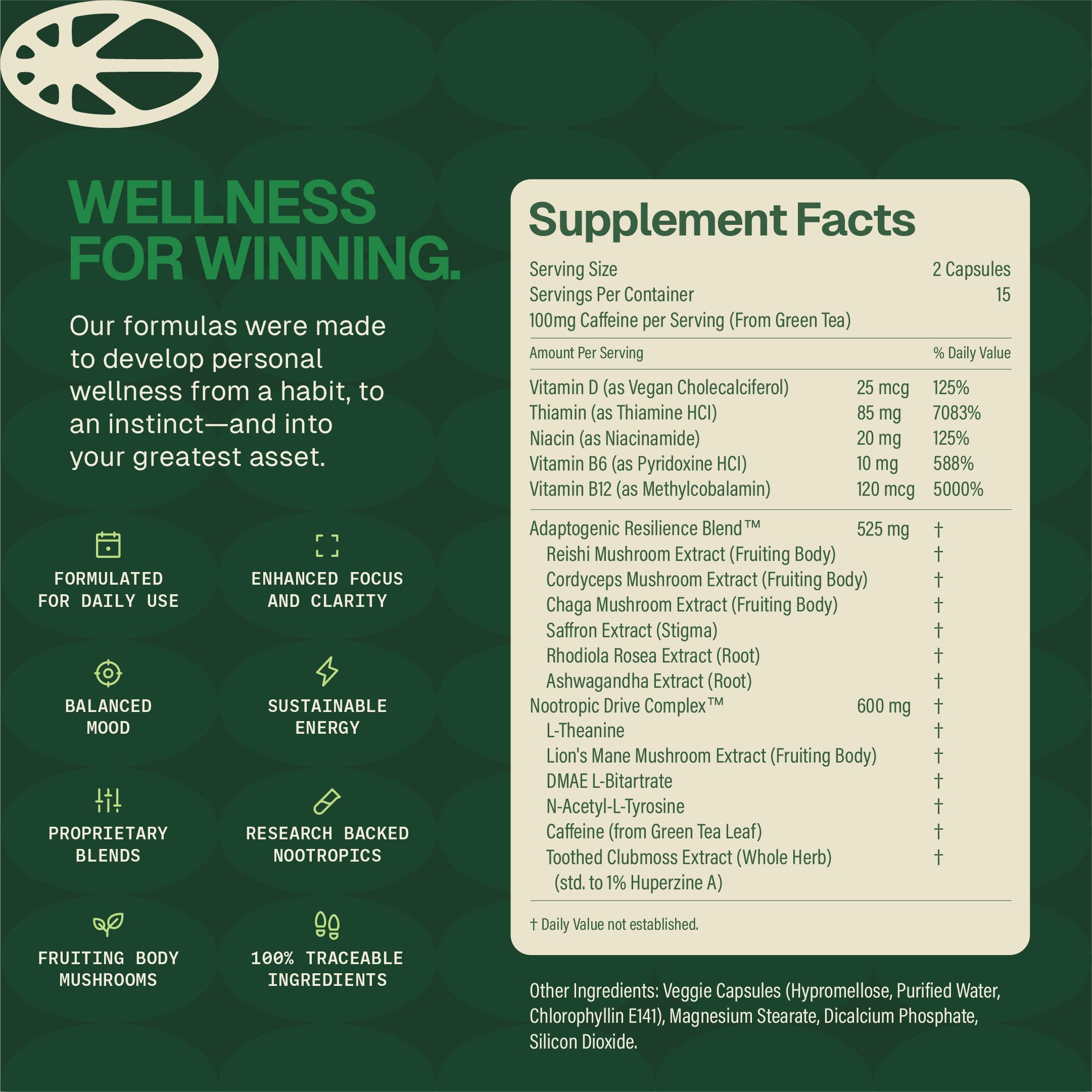HEAD-START Sunrise Capsules | Nootropic Brain Supplement with Lion’s Mane, L-Theanine & Saffron | Adaptogen Blend for Focus, Energy, Clarity & Daily Performance HEAD-START uk supplements