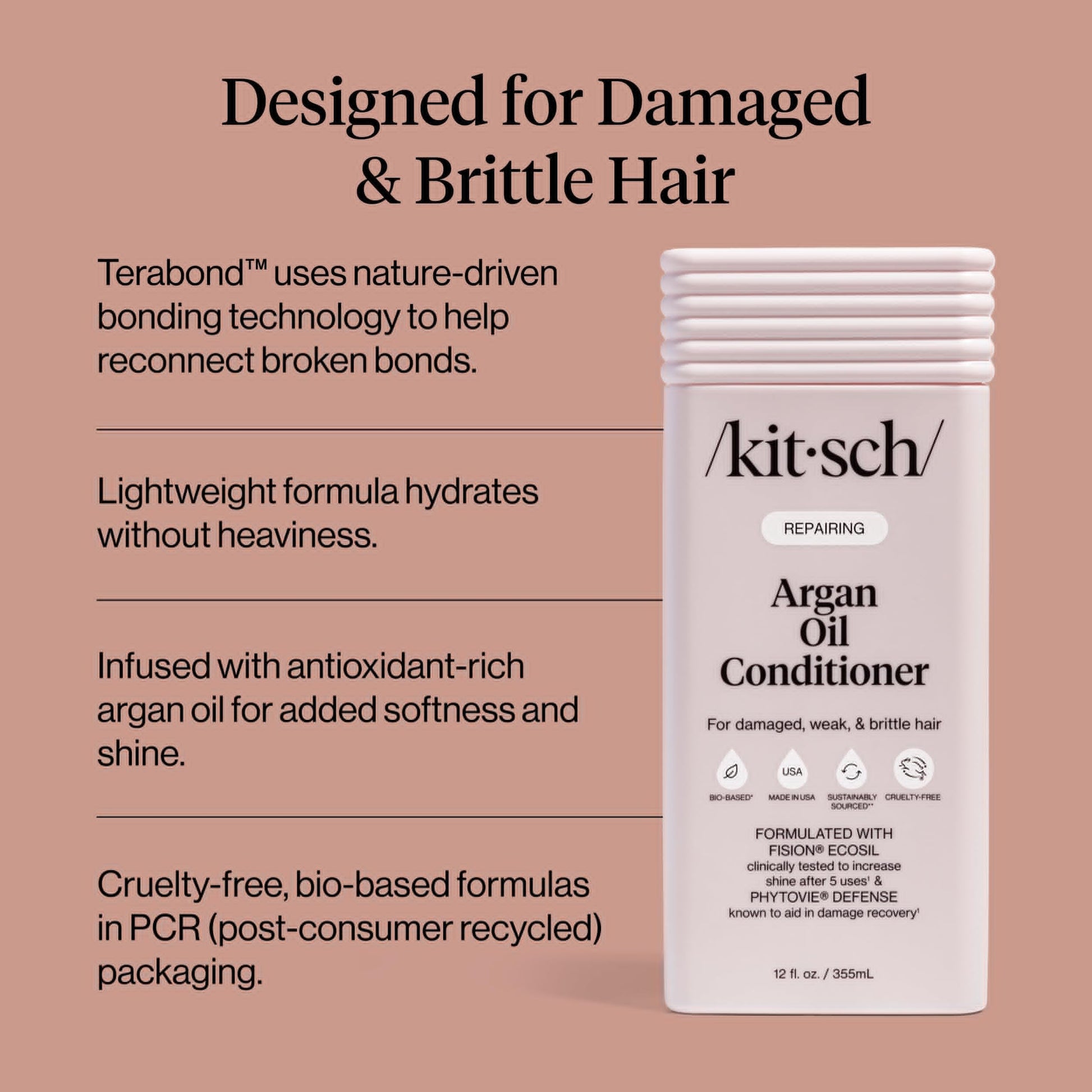 Kitsch Repairing Argan Oil Liquid Conditioner for Women & Men – Argan Oil for Hair, For Shine, Smoothness & Damage Recovery, Hair Repair – Clean, Color-Safe Hair Care - 12.3 oz Kitsch uk supplements