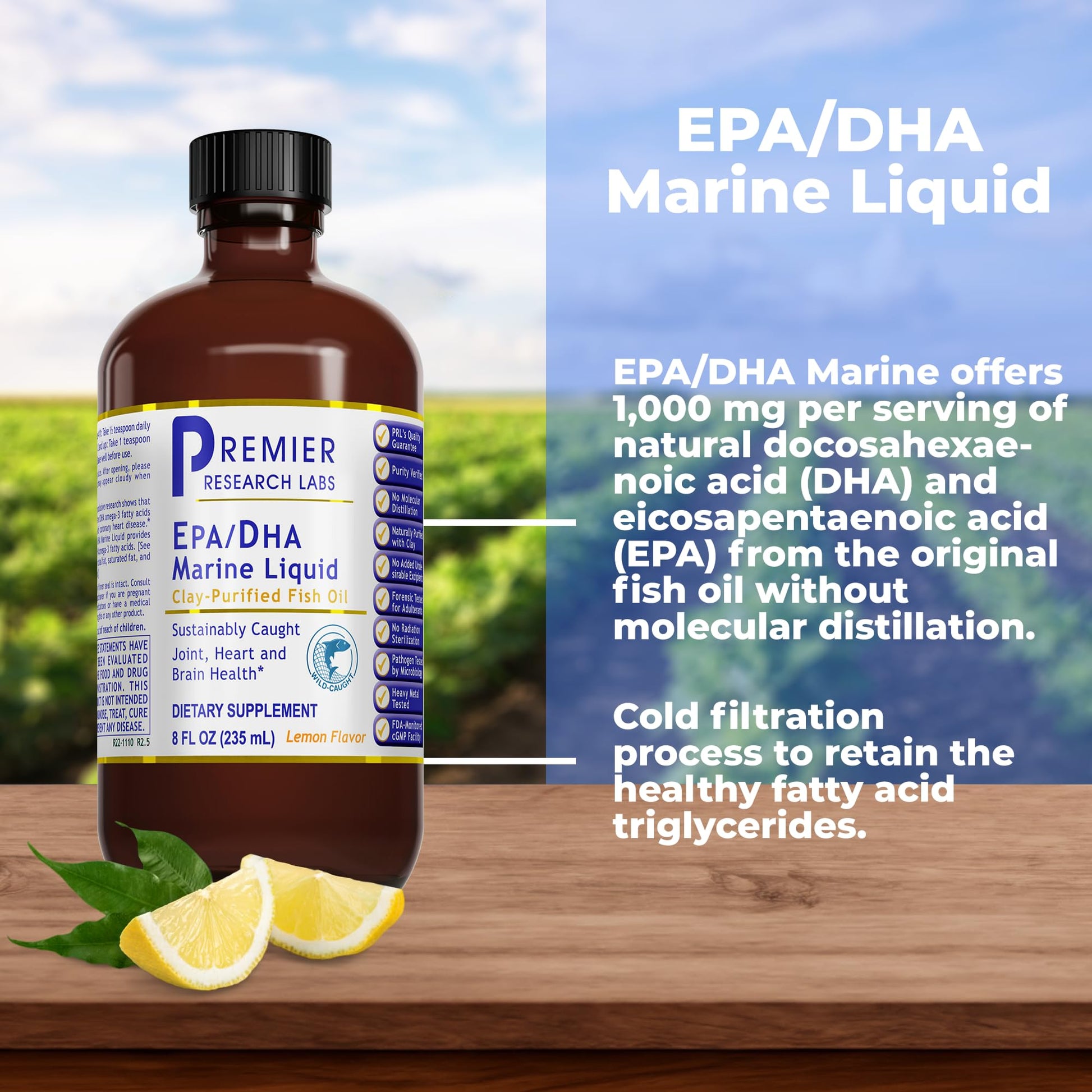 Premier Research Labs EPA/DHA Marine Liquid - Omega 3 Fish Oil Liquid, Omega 3 Liquid Fish Oil Supplement for Adults, Joint, Heart, & Brain Health Support - 8 Fl Oz Bottle Premier Research Labs uk supplements
