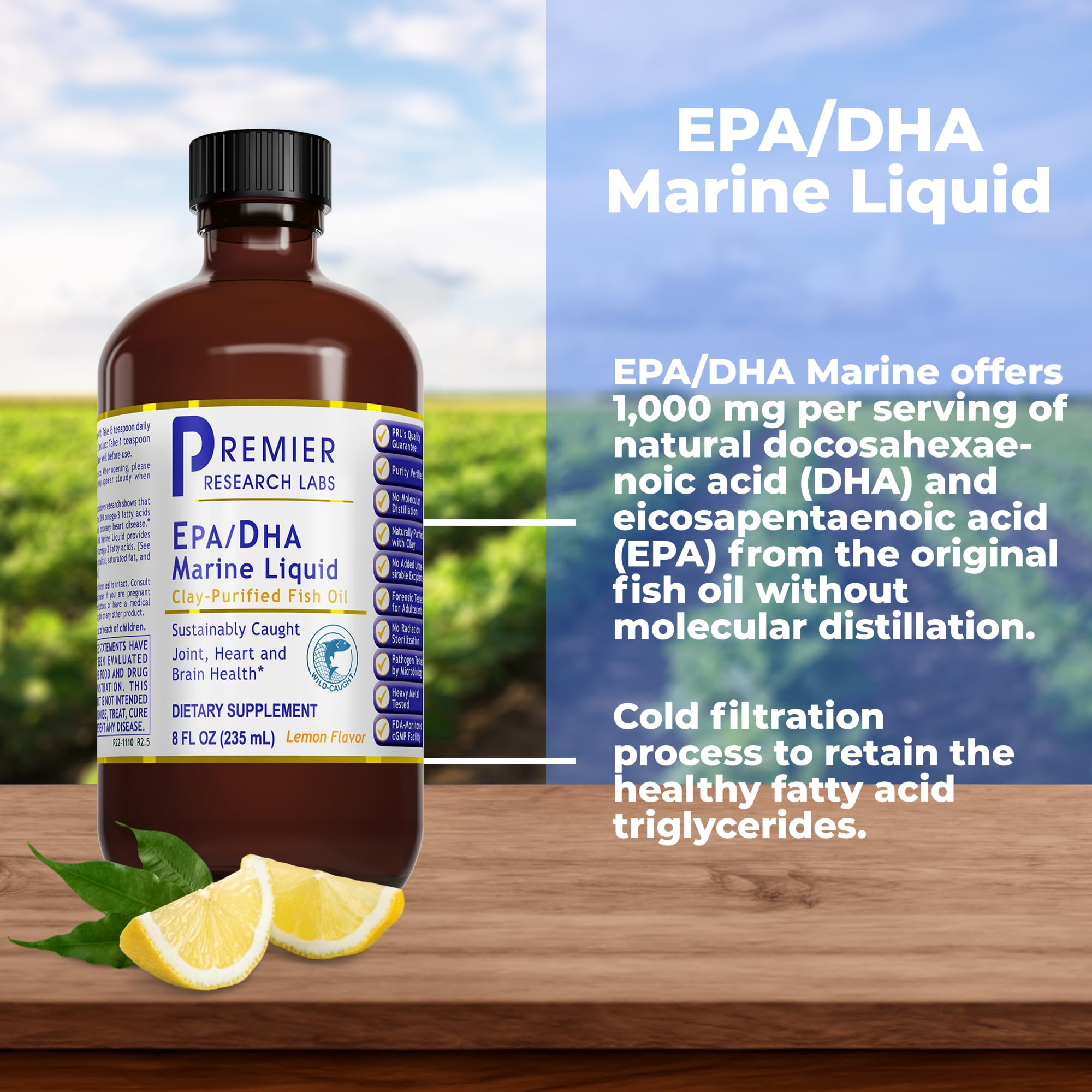 Premier Research Labs EPA/DHA Marine Liquid - Omega 3 Fish Oil Liquid, Omega 3 Liquid Fish Oil Supplement for Adults, Joint, Heart, & Brain Health Support - 8 Fl Oz Bottle Premier Research Labs uk supplements