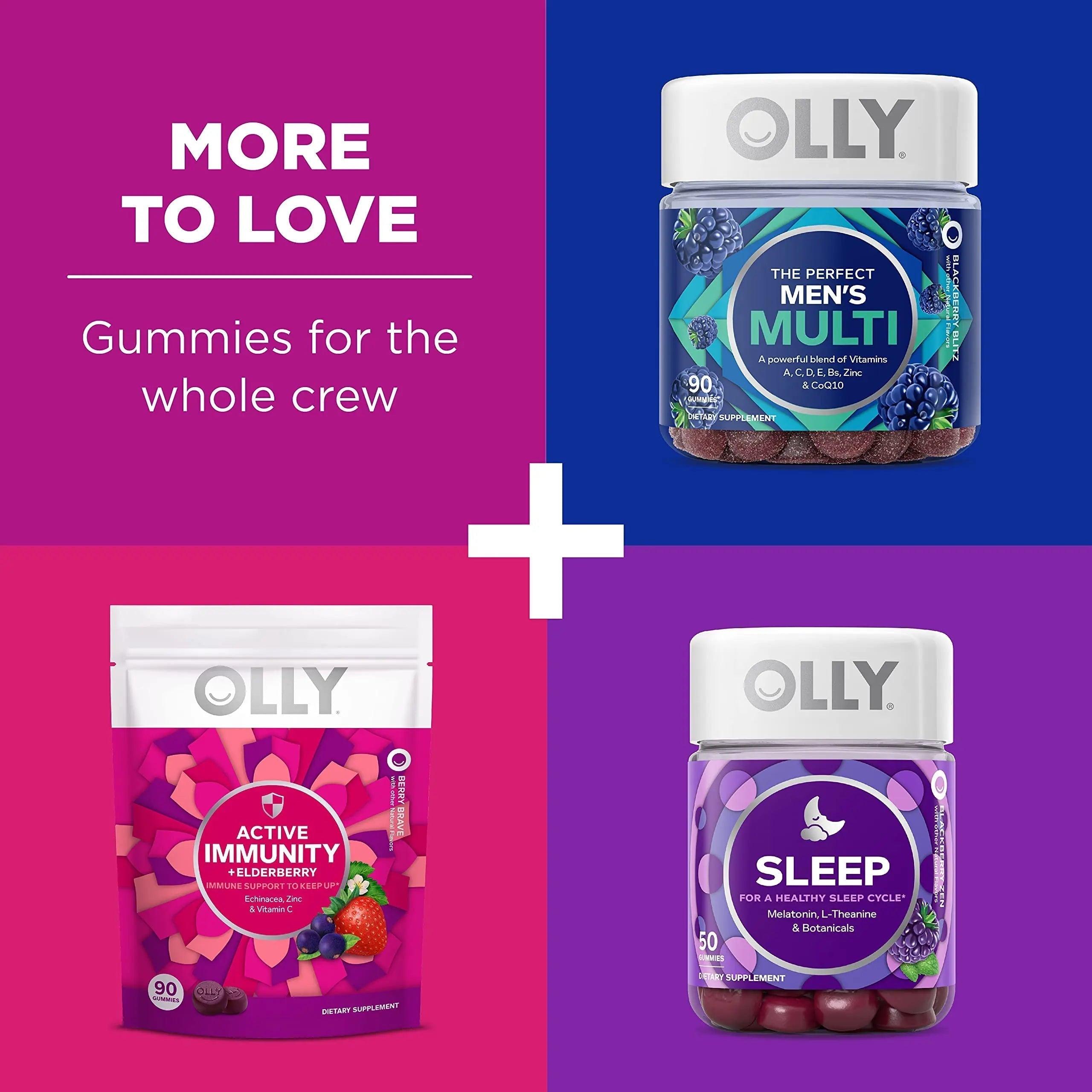 OLLY Gift, Family 2 Pack: Women's Multivitamin Gummy (90 Count), Kids Multivitamin + Probiotic Gummy (70 Count), Vitamins A, D, C, E, B, Chewable Supplement OLLY uk supplements