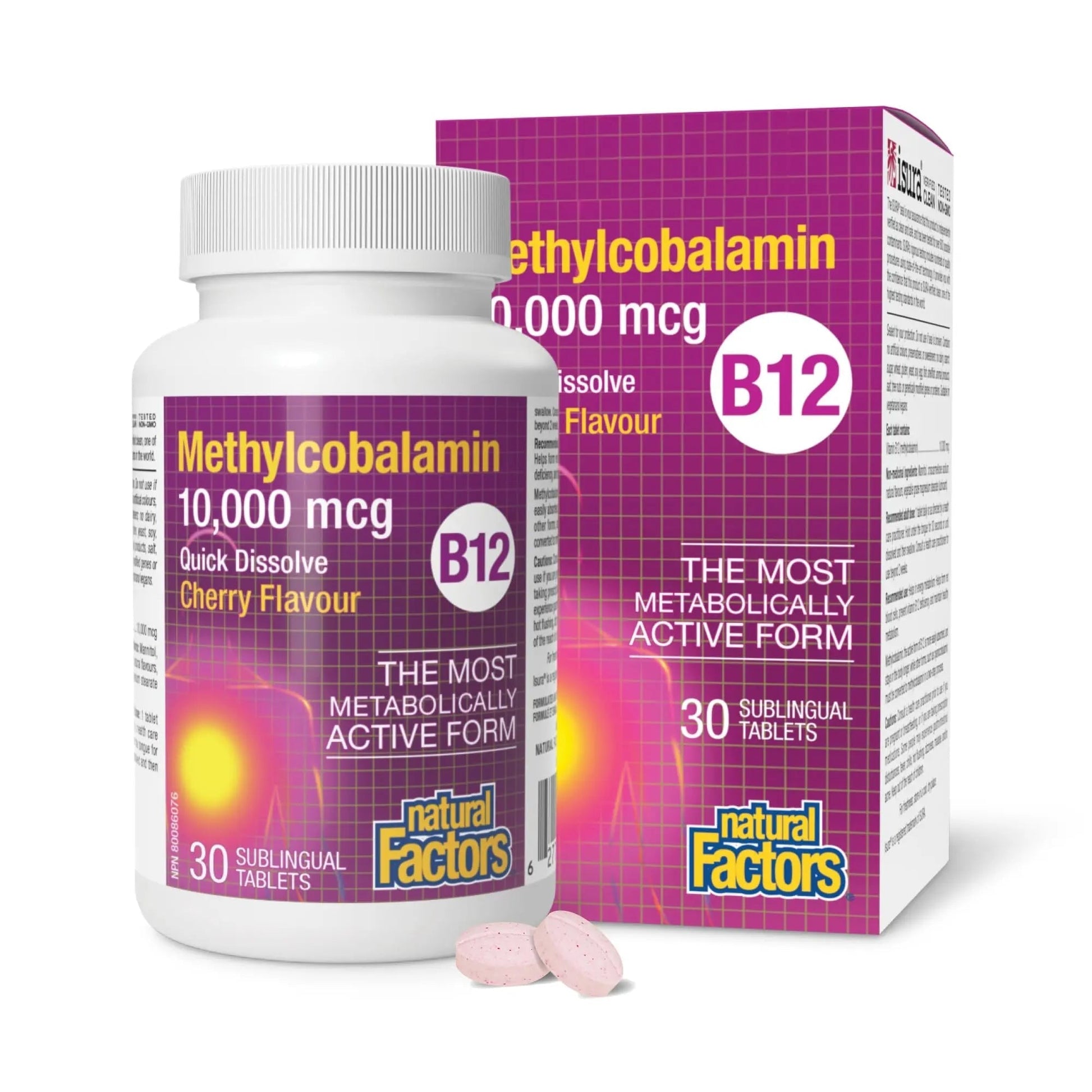 Natural Factors B12 Methylcobalamin, 10,000 mcg, Cherry, 30 Chewable Tablets Natural Factors uk supplements