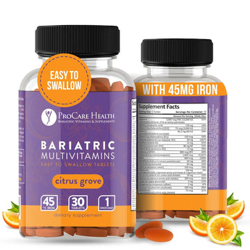 Procare Health Bariatric Multivitamin with Iron 45mg Easy to Swallow 30 Tablets - Post Op Bariatric Vitamins for Gastric Bypass Pills ProCare Health uk supplements