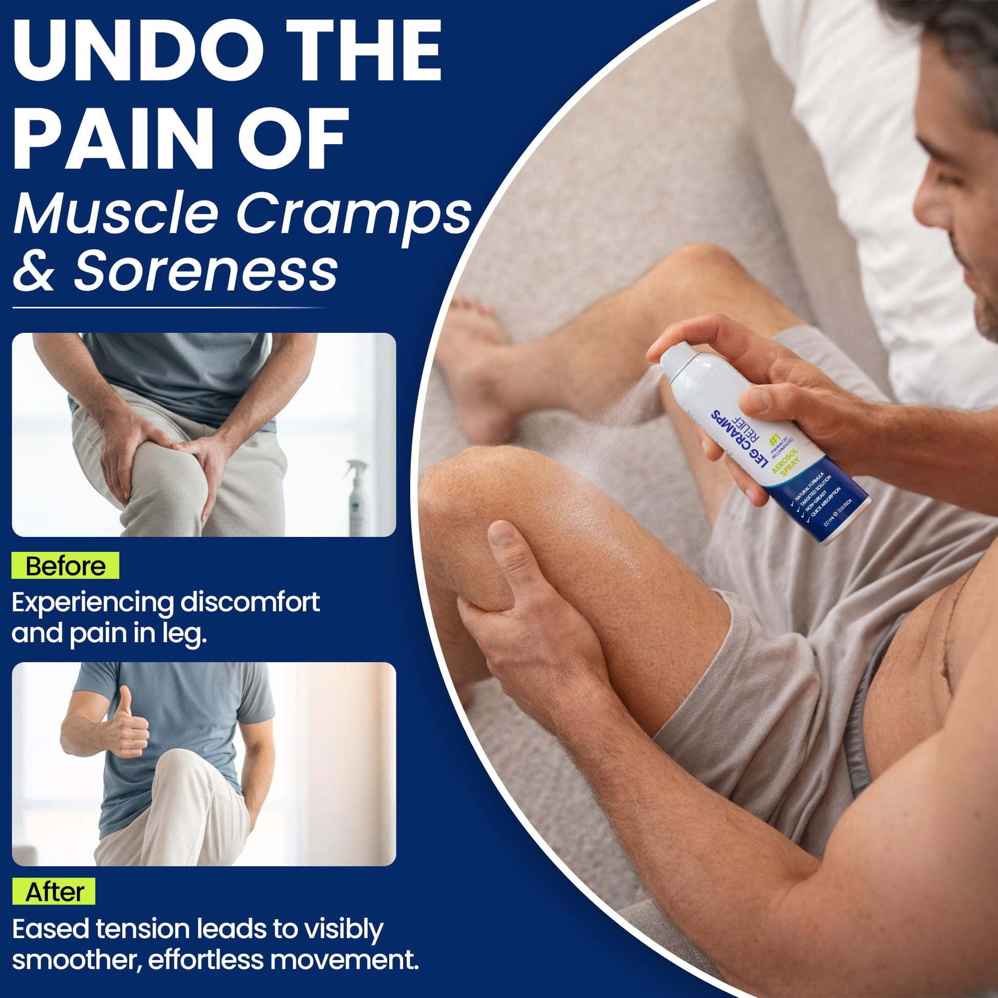 Terramed Just Think Comfort Fast Acting Leg Cramp Relief Aerosol Spray | Pain Relief for Muscle Spasms, Soreness, & Foot and Calf Cramps | Homeopathic Medicine for Restless Legs Syndrome Relief Terramed Just Think Comfort uk supplements