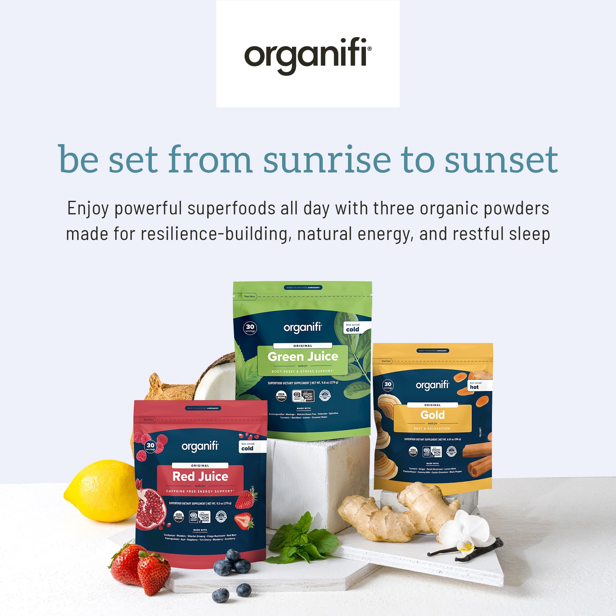 Organifi Sunrise to Sunset Power Box (9.5 Oz. Each) - Organic Superfood Powder Organifi uk supplements