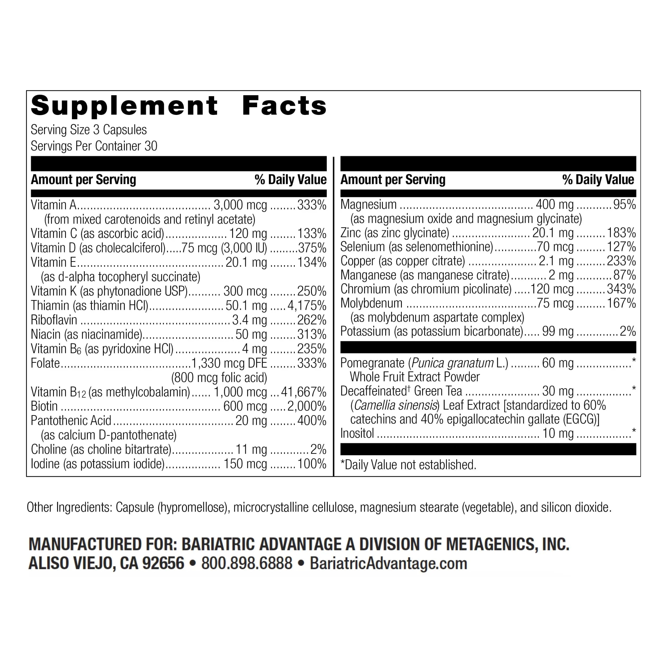 Bariatric Advantage Ultra Multi Without Iron, High Potency Daily Multivitamin for Bariatric Surgery Patients Bariatric Advantage uk supplements