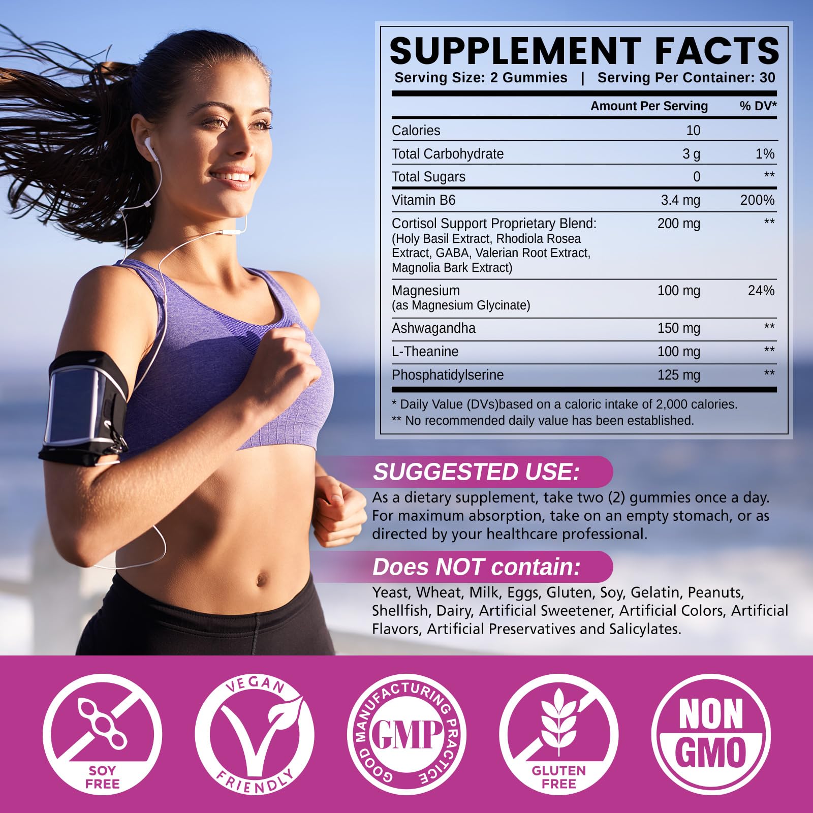 HOLLEGEND Cortisol Supplements for Women Men, Cortisol Gummies with Ashwagandha, Magnesium, L-Theanine, Phosphatidylserine, B6 for Cortisol Detox, Relaxation, Sleep, Focus, Sugar-Free, Vegan, 60 HOLLEGEND uk supplements