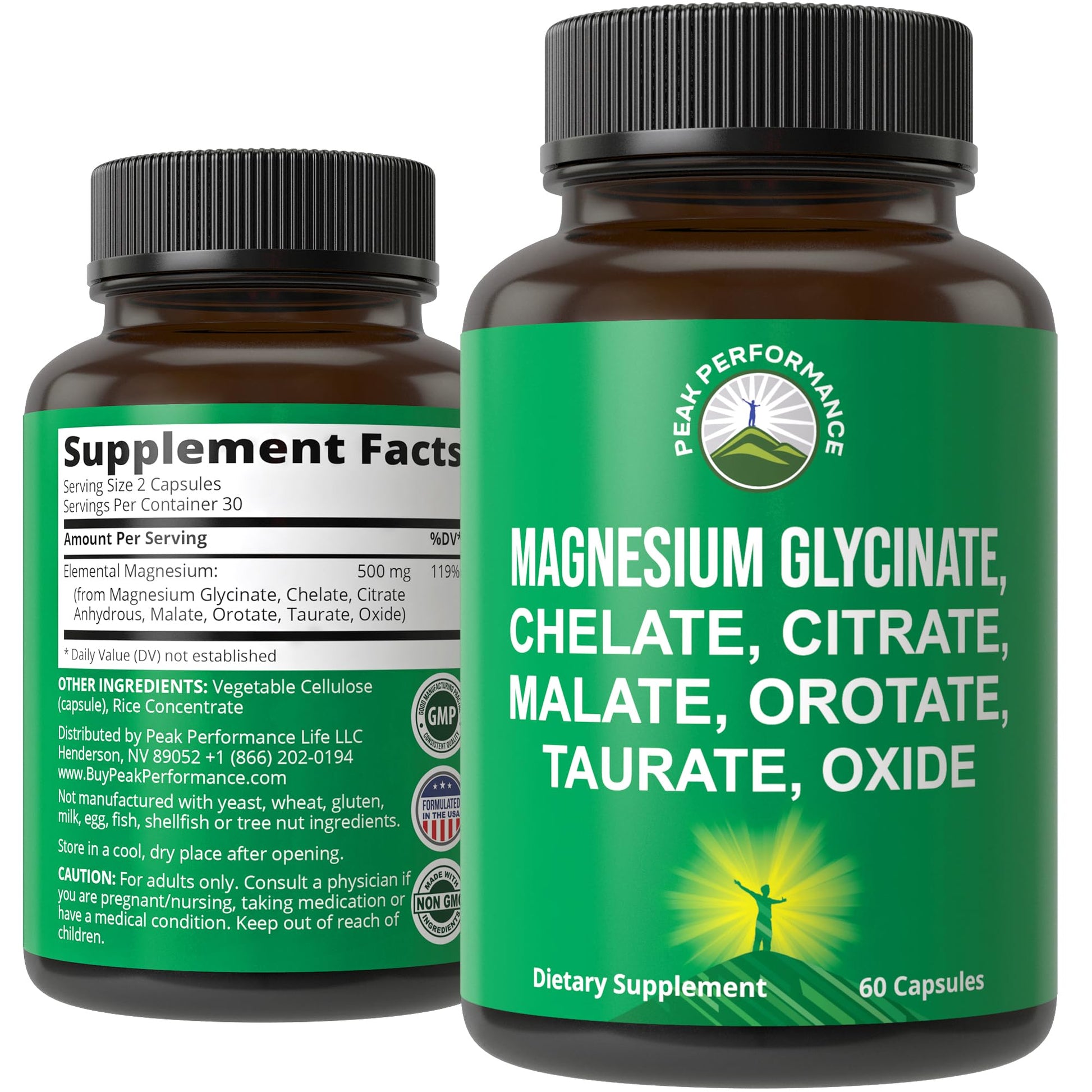 Magnesium Glycinate + Citrate + Malate + Chelate + Orotate + Taurate + Oxide. 7 Forms of Magnesium Complex. 500mg Supplement Capsules for Women & Men. 2 Pills for Sleep, Leg Cramps, Muscles Peak Performance uk supplements