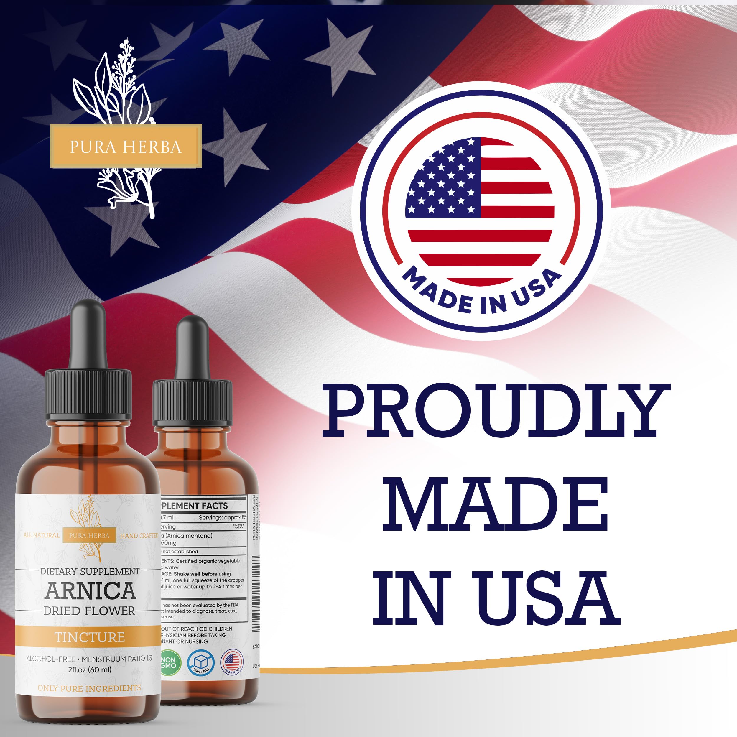 Pura Herba Arnica Liquid Extract – Alcohol-Free, Vegan, Supports Muscle Recovery & Joint Comfort, Fast-Absorbing Tincture, Made in USA – 2 Fl Oz Pura Herba uk supplements