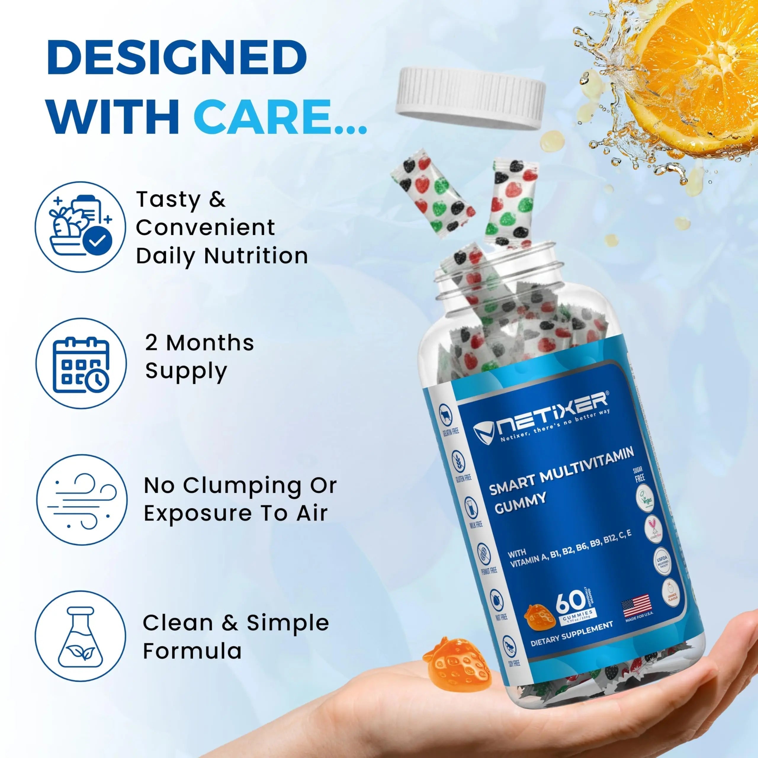 nETiXER Multivitamin Gummies – 60 Vegan Berry Gummies with Vitamins A, C, D, E, B12, Biotin, Zinc, Iodine – Gelatin-Free, Gluten-Free nETiXER uk supplements