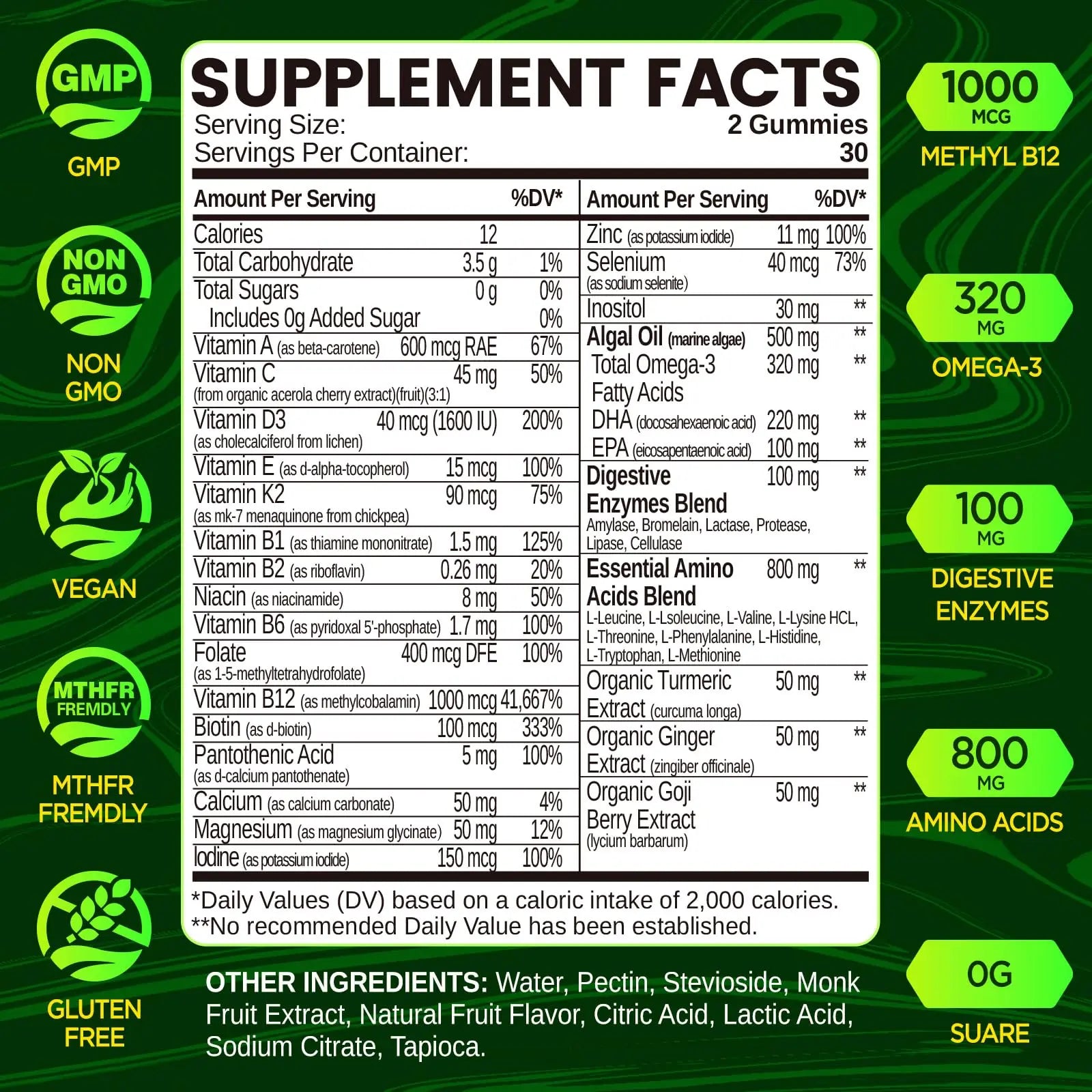 Methylated Multivitamin for Men Gummies, Men`s Multivitamins Gummies with Vitamin B Complex, A, C ,D3, E, K2, Calcium, Magnesium, Omega-3 NATISLAND uk supplements