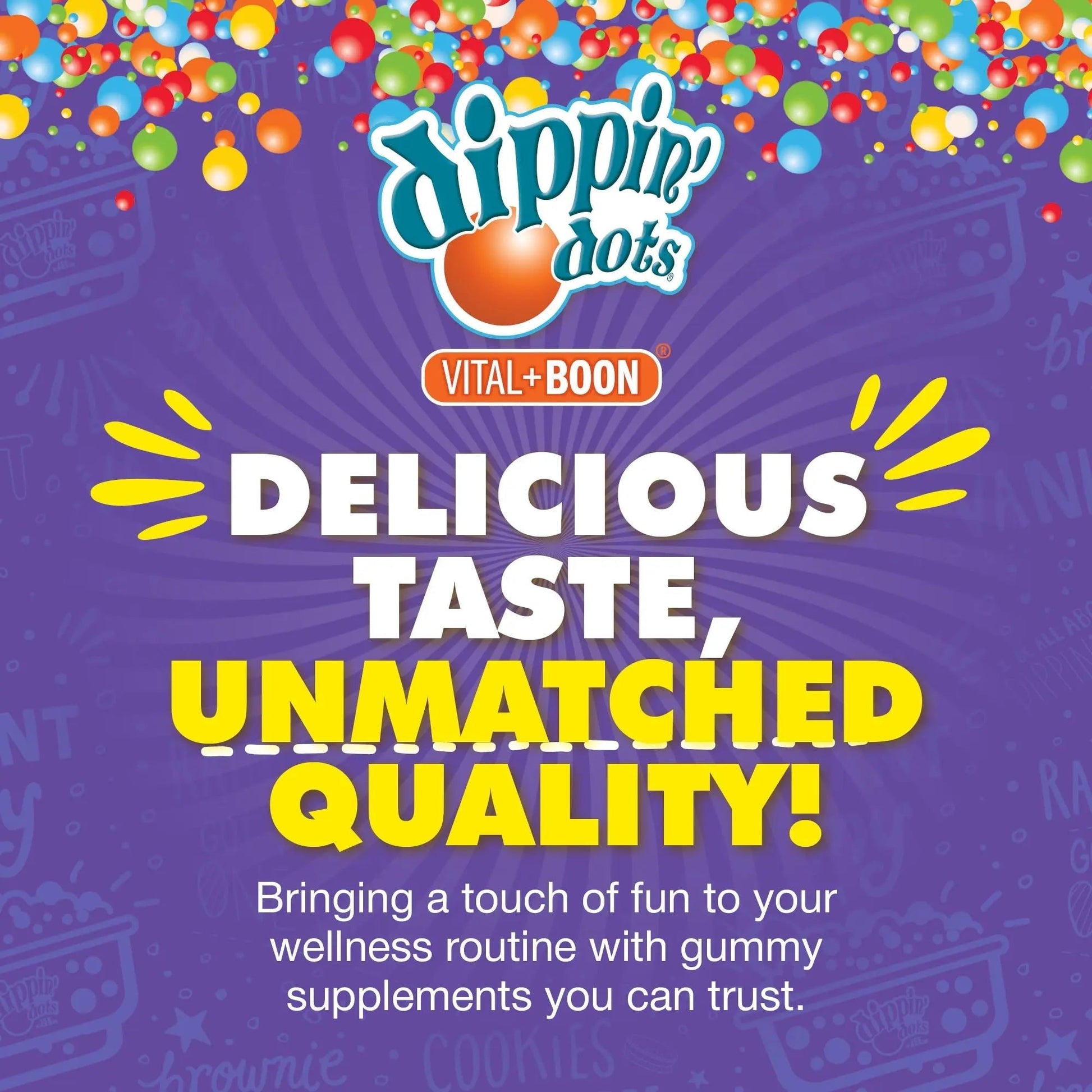 Dippin' Dots - Multivitamin Gummies for Kids Rainbow Fruit Flavor Complete Multivitamin Chewy Gummies Vitamin A, B, C, D3, E, B6, Zinc - 60 Count Vital+Boon uk supplements