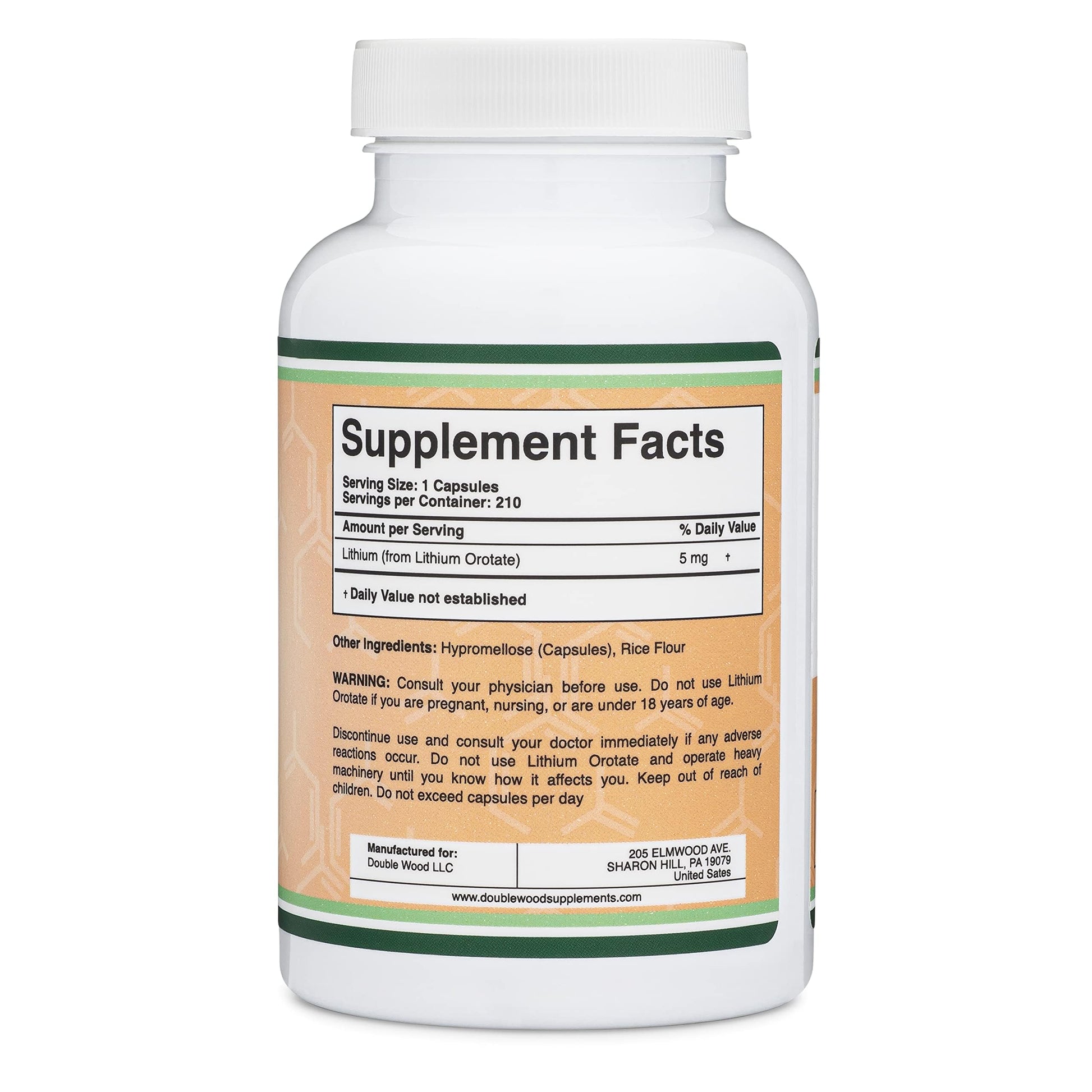 Lithium Orotate 5mg of Elemental Lithium for Cognition and Brain Health, 210 Capsules (Third Party Tested, Vegan Safe, Non-GMO) by Double Wood Supplements Double Wood Supplements uk supplements