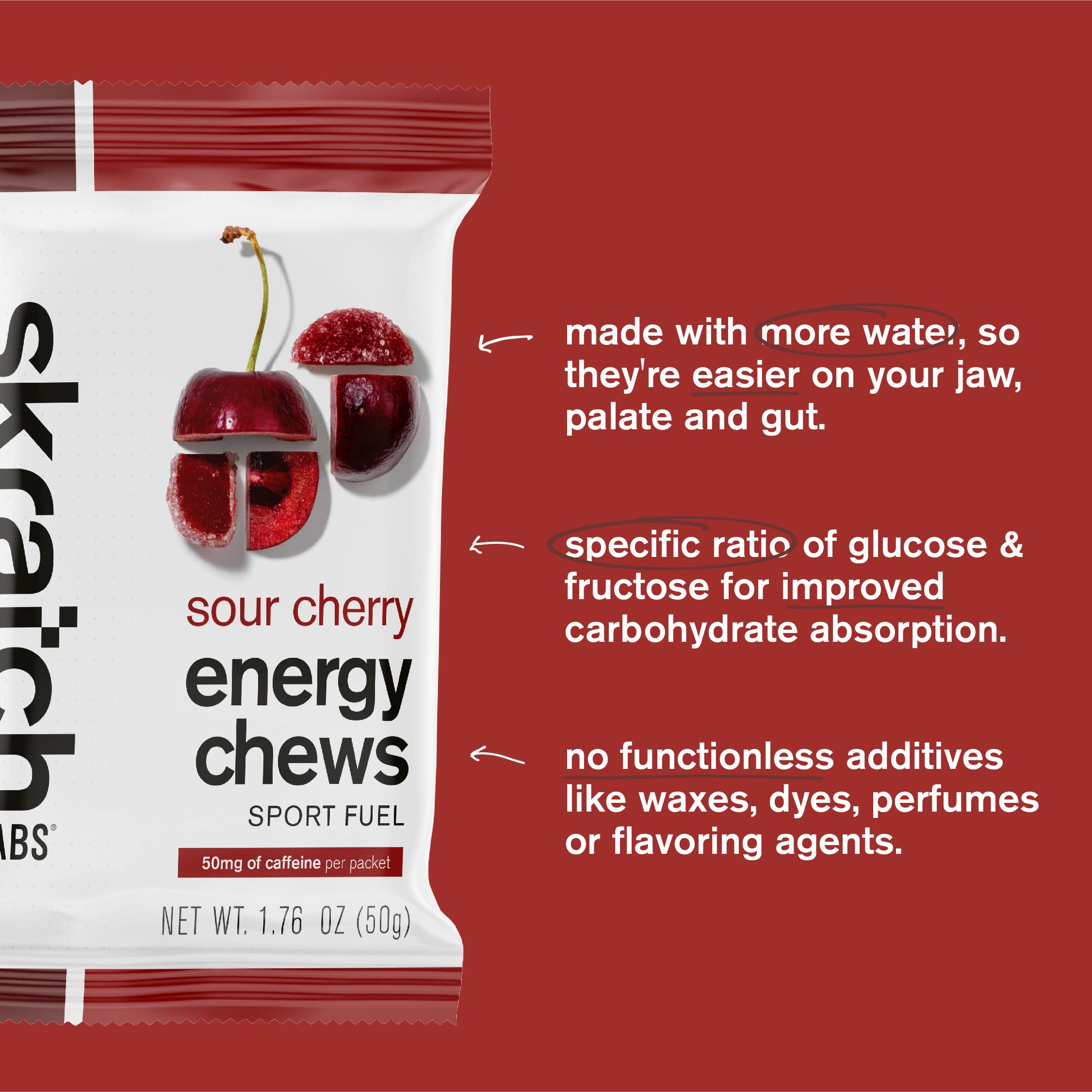 Skratch Labs Sport Energy Chews, Sour Cherry with Caffeine (10 Pack) Skratch Labs uk supplements