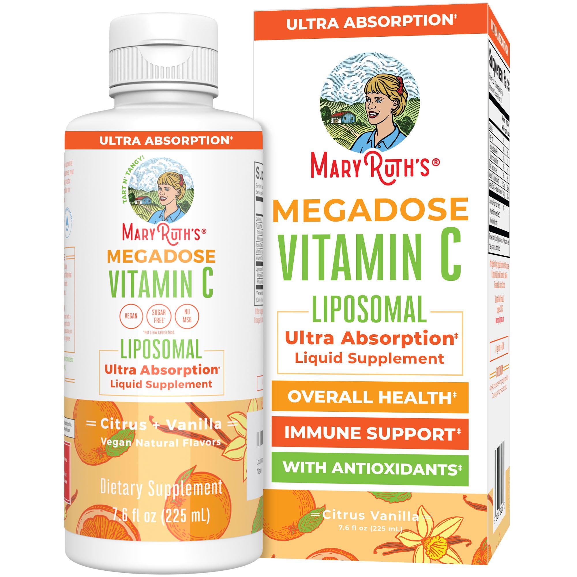 MaryRuth's Megadose Liquid Vitamin C Liposomal | 500 mg Per Serving | Ultra Absorption | Immunity | Antioxidant Support | Collagen Formation | Vegan | Gluten Free | Sugar Free | 7.6 Oz | 30 Servings MARYRUTH'S uk supplements