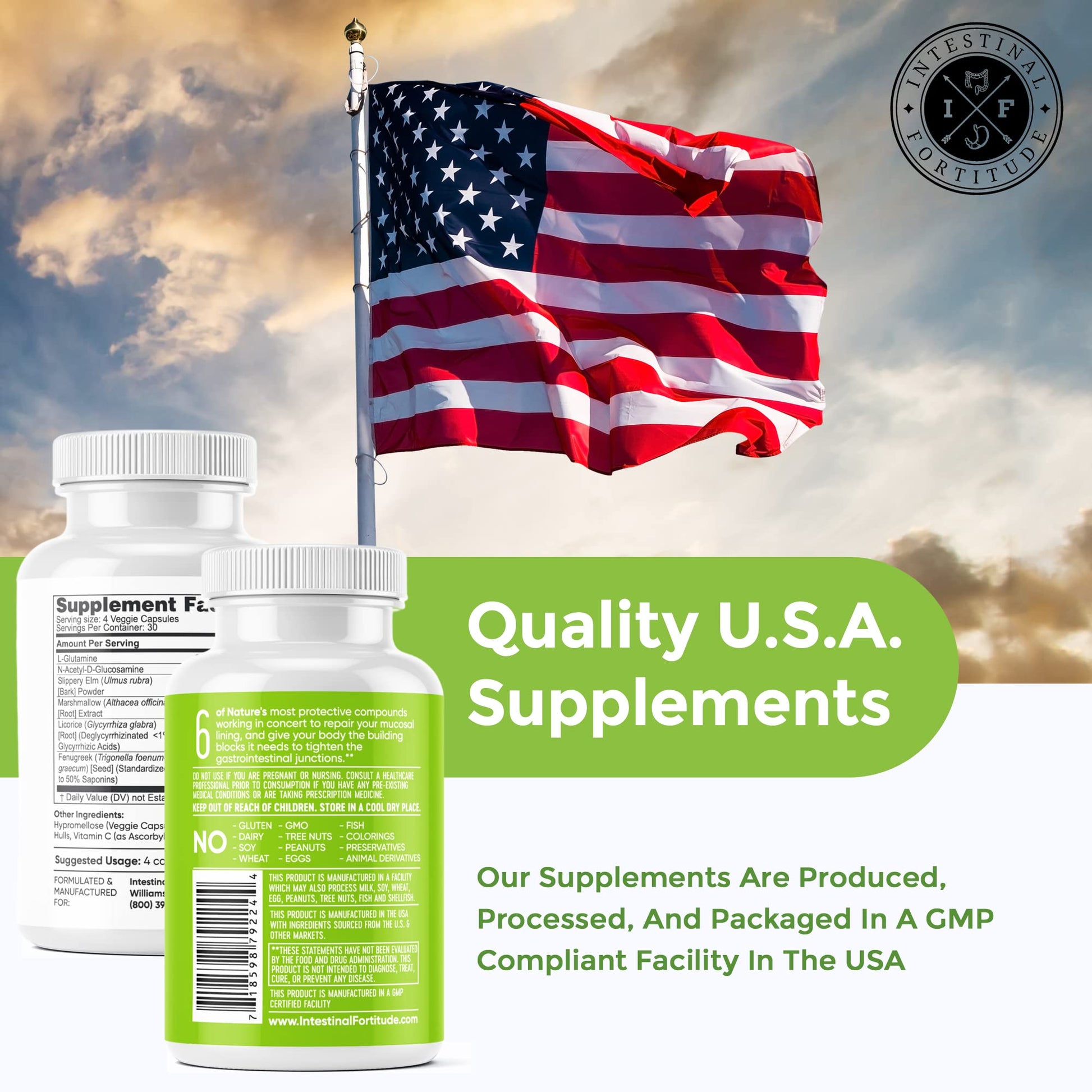 Intestinal Fortitude GLR-6 - Gut Lining Repair Supplement for Gut Health - Leaky Gut Repair with L-Glutamine, Slippery Elm, DGL Licorice Root, Marshmallow Root, Fenugreek Intestinal Fortitude uk supplements